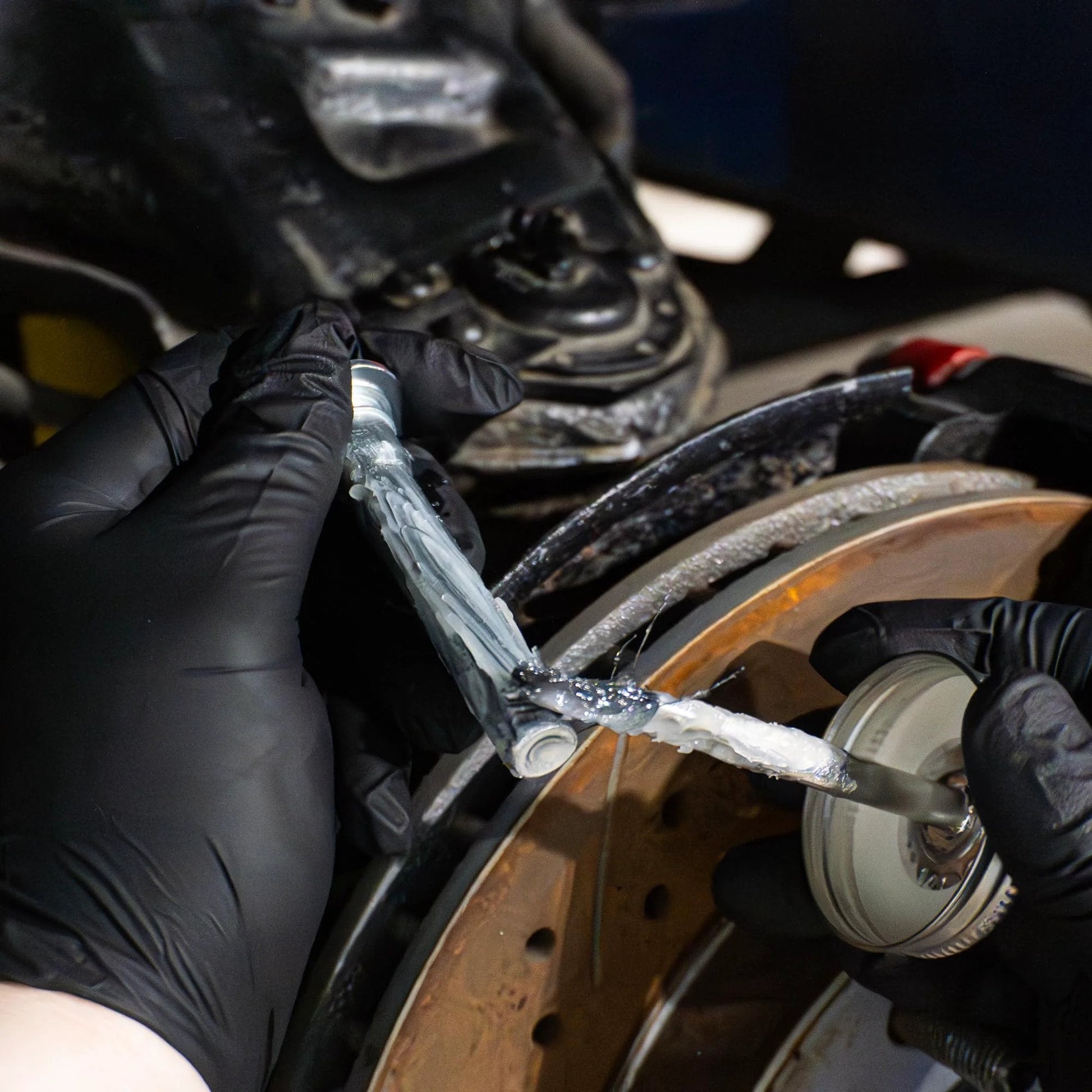 Applying Premium 4oz Brush Top SIL Glyde Silicone Brake Grease for Calipers and Brake Lubrication, High Temperature Safe