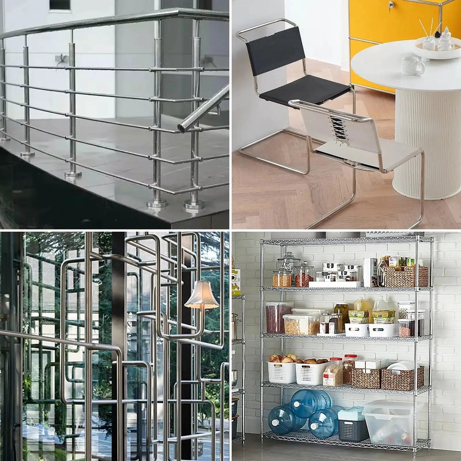 Various applications of Durable 304 Stainless Steel Tube Half Inch OD Round Pipe Metal Tubing in home and commercial settings