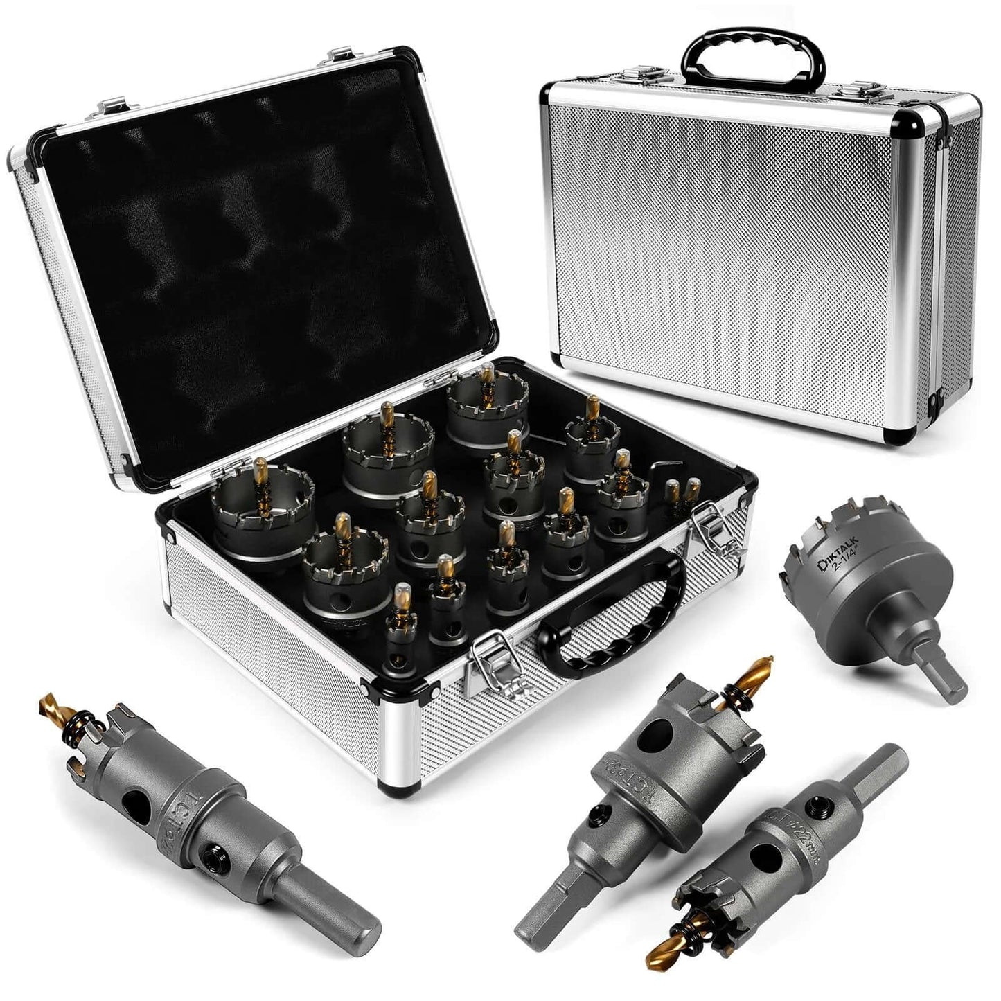 16 Piece Heavy Duty Carbide Hole Saw Kit With Titanium Plated TCT Bits For Metal Wood Plastic Iron Industrial Grade Hole Cutters For DIY And Professional Projects Beast Tough Cuts Rust Resistant Durable Fast Cutting
