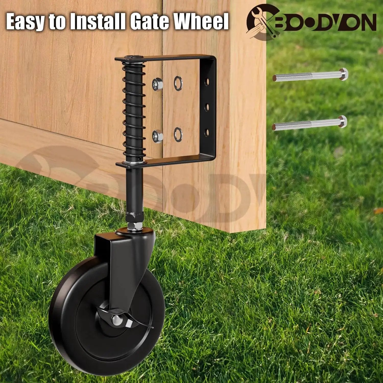 5 Inch Heavy Duty Gate Caster With Side Brake And Spring Loaded Shock Absorption 360 Degree Rotating Wheel for wooden gates