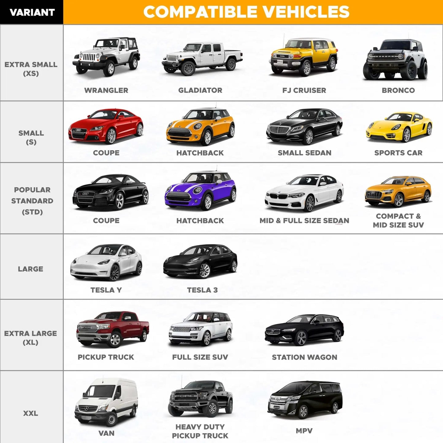 Image showing compatible vehicles for Windshield Cover For Ice And Snow Universal Fit For Car SUV And Truck Heavy Duty 600D Oxford Fabric Frost Protector.