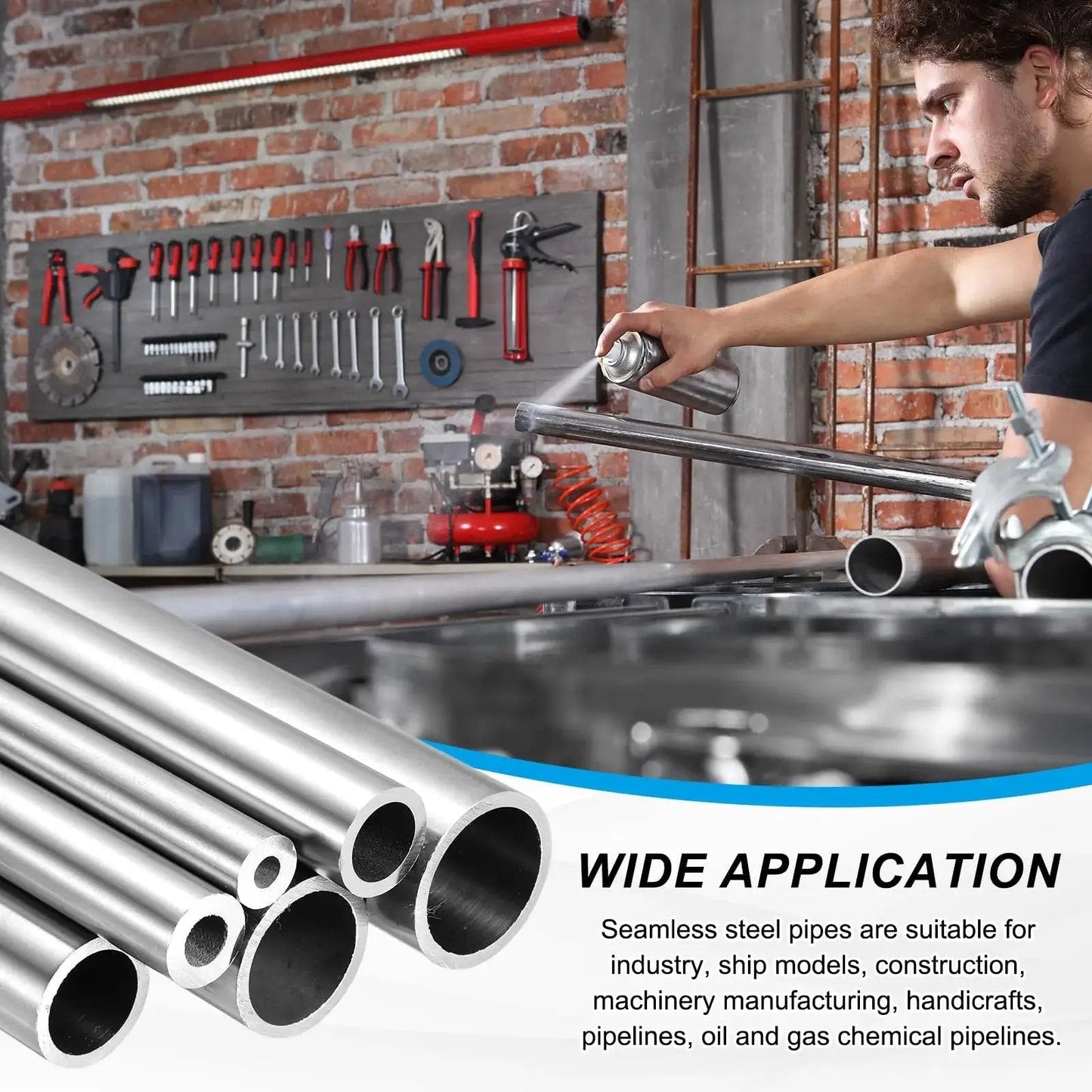 Capillary Tube Set Pro Grade 4 Pcs 304 Stainless Steel in industrial setting with tools, showing application in machinery and pipelines.