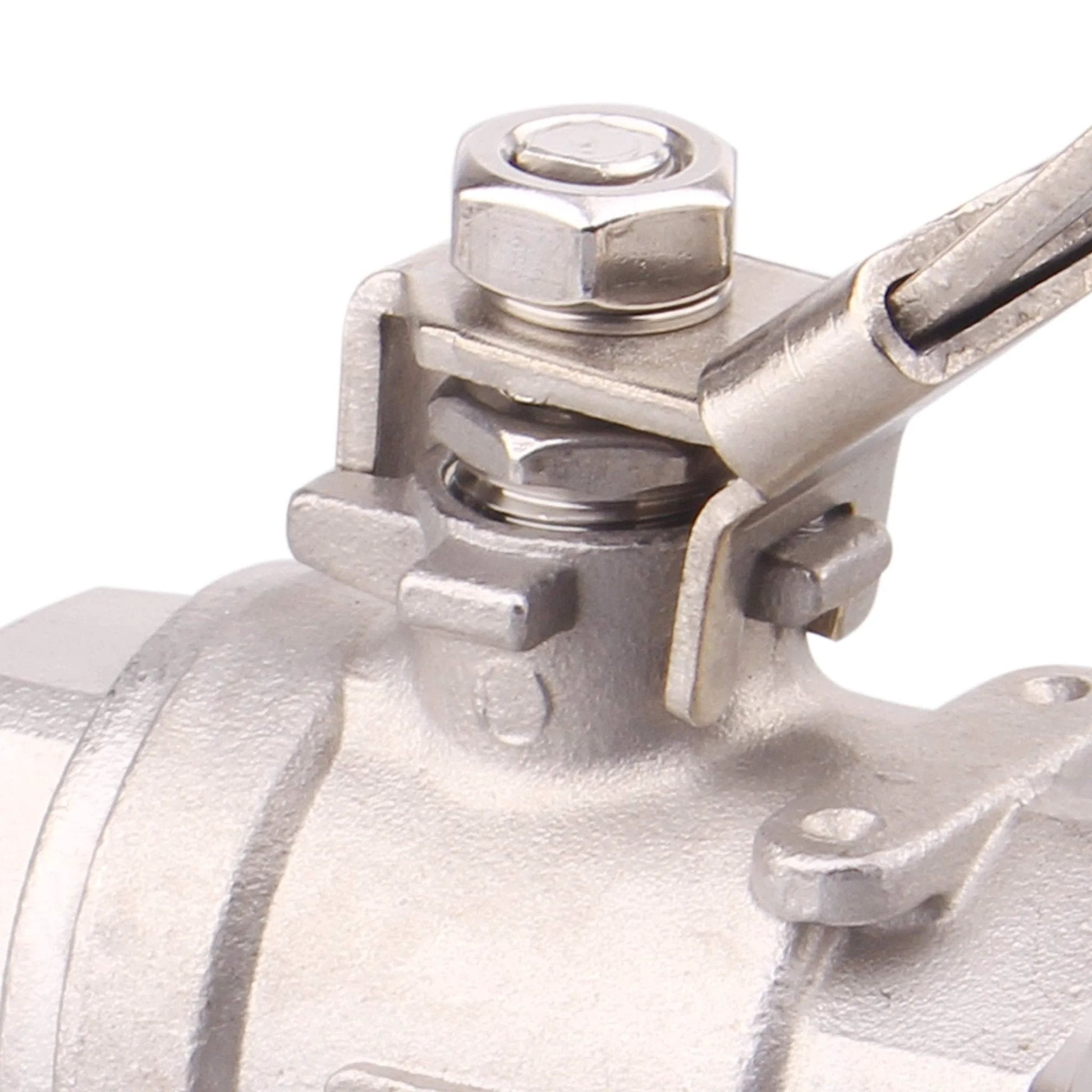 Close-up of Heavy Duty Stainless Steel 304 Ball Valve With Locking Device From Dernord, Full Port For Water Oil Gas, Three Quarter Inch NPT
