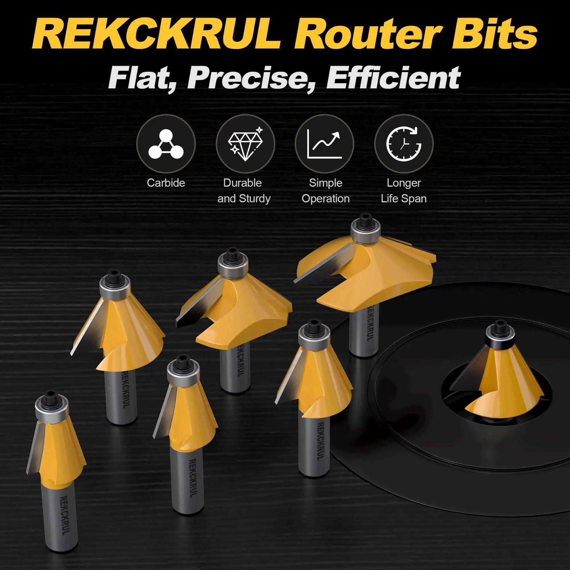 45 Degree Chamfer Router Bit With Bearing, Half Inch Shank, Three Quarter Inch Cutting Length, carbide tipped woodworking bit