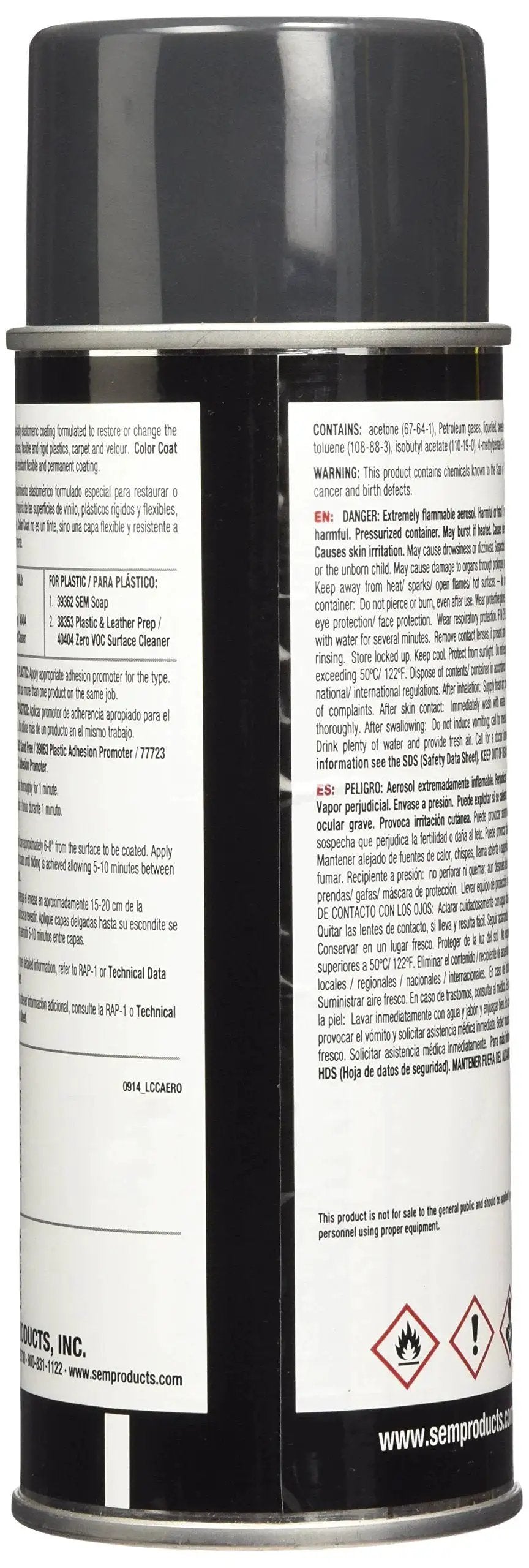 Side view of Graphite Color Coat For Automotive Finishes 12 Fl Oz High Gloss Durable Shine spray can with label details.