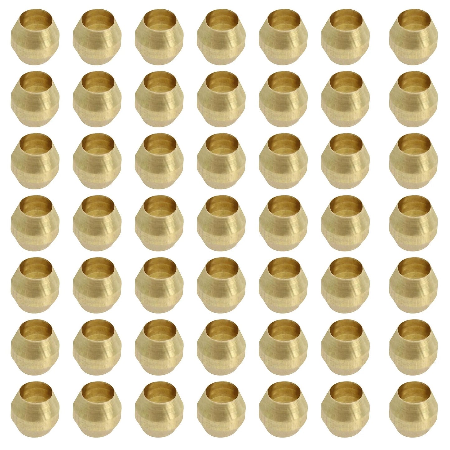 Brass Compression Sleeve Ferrules 3mm 1/8 Inch, 50 Pack Tube Fittings For Air Fuel Water Oil Lines, top view arrangement