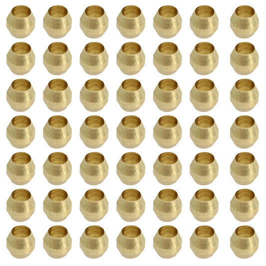 Brass Compression Sleeve Ferrules 3mm 1/8 Inch, 50 Pack Tube Fittings For Air Fuel Water Oil Lines, top view arrangement