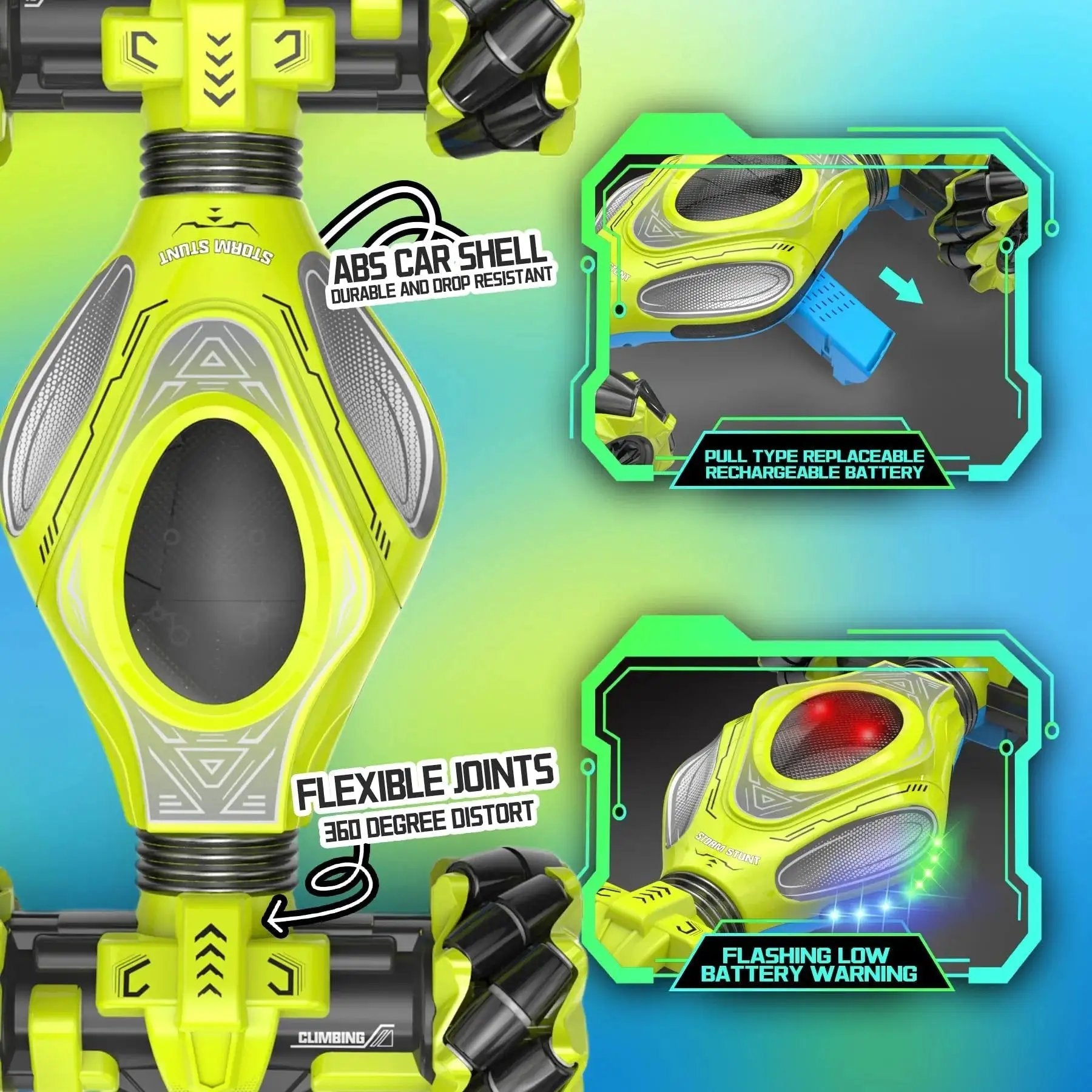 Gesture Sensing RC Epic Stunt Car 1 12 Scale 4WD ABS shell and battery details with flexible joints and warning lights