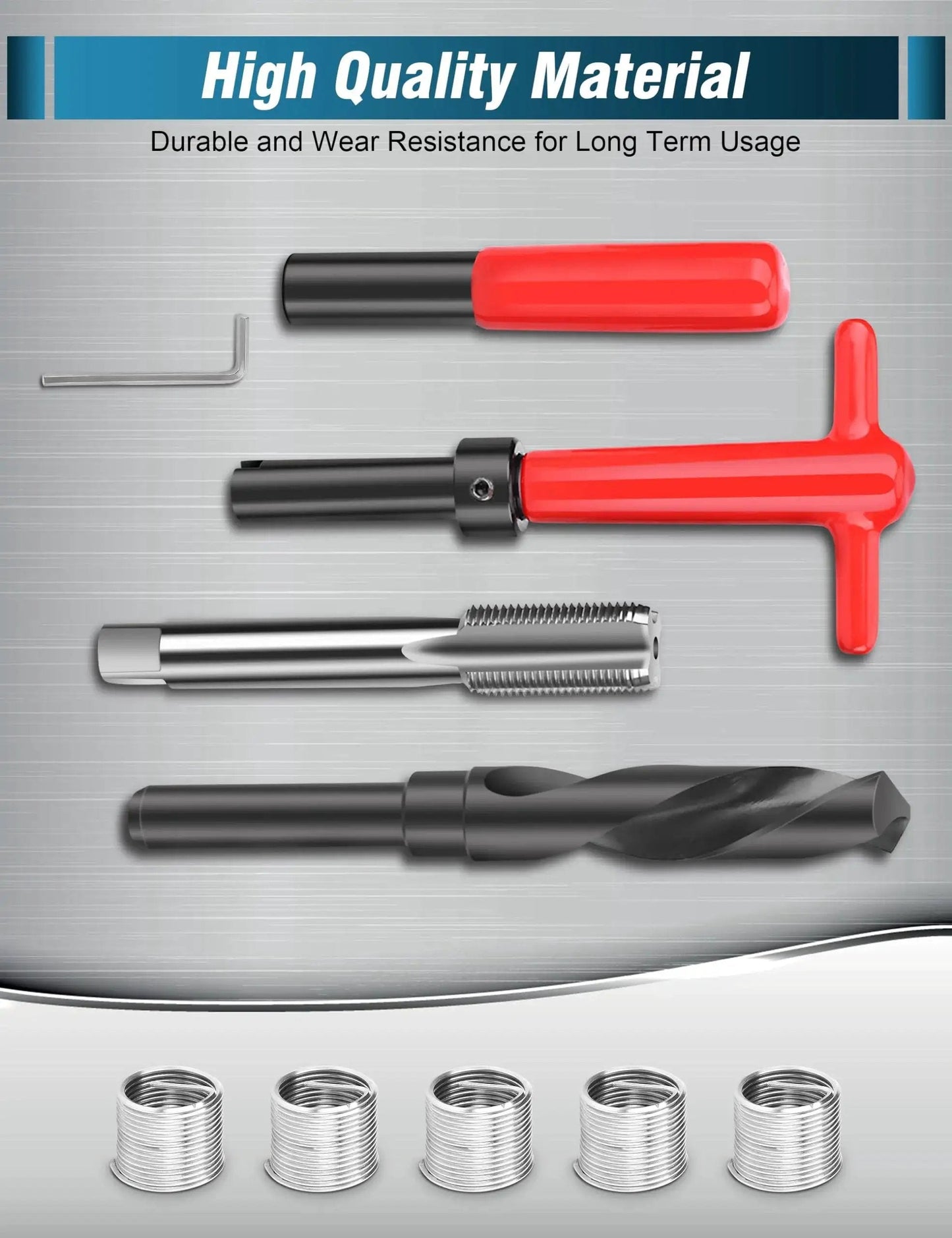 M18x1.5 Thread Repair Kit 10 Piece Helicoil Set With Thread Chaser Portable Metric Inserts For Auto Repair Designed To Fix Stripped Threads In Aluminum And Steel Holes Fast And Easy With Durable Stainless Steel Inserts And A Handy Go To Tool Kit
