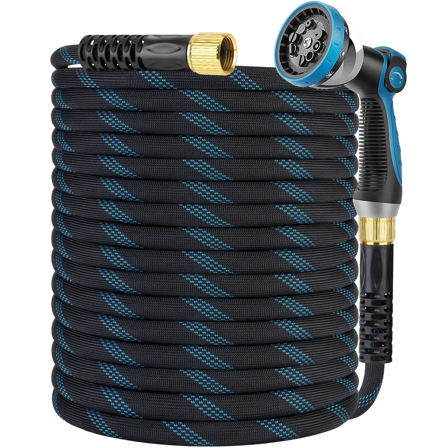 Non Expanding Garden Hose 100 Ft With Kink Resistant Flex, Lightweight Water Hose, 10 Pattern Spray Nozzle, Leak Proof, KETTOYA