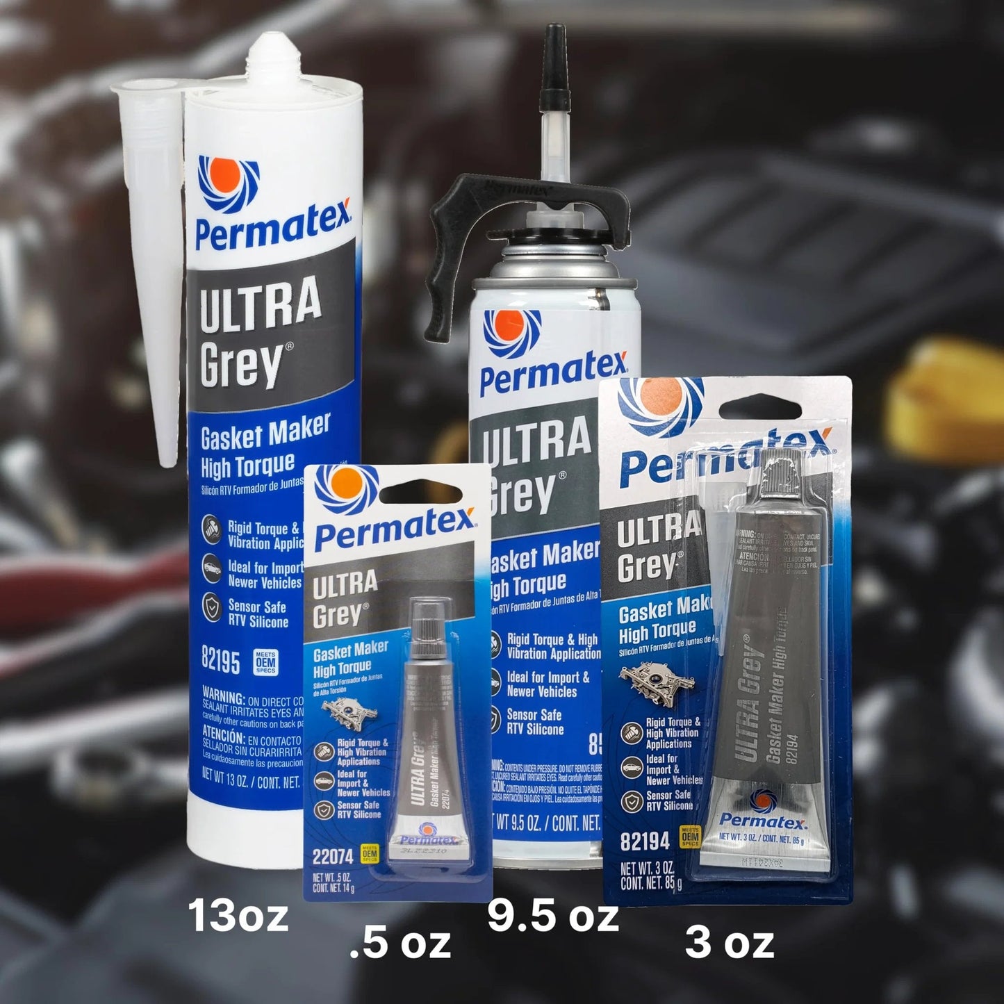 High-Torque RTV Silicone Gasket Maker With Superior Vibration Resistance For Valve Covers, Oil Pans, Timing Covers, And Water Manifolds; Oil And Coolant Safe, Low Odor, Non-Corrosive Formula, 3.5 Oz Permatex in various package sizes