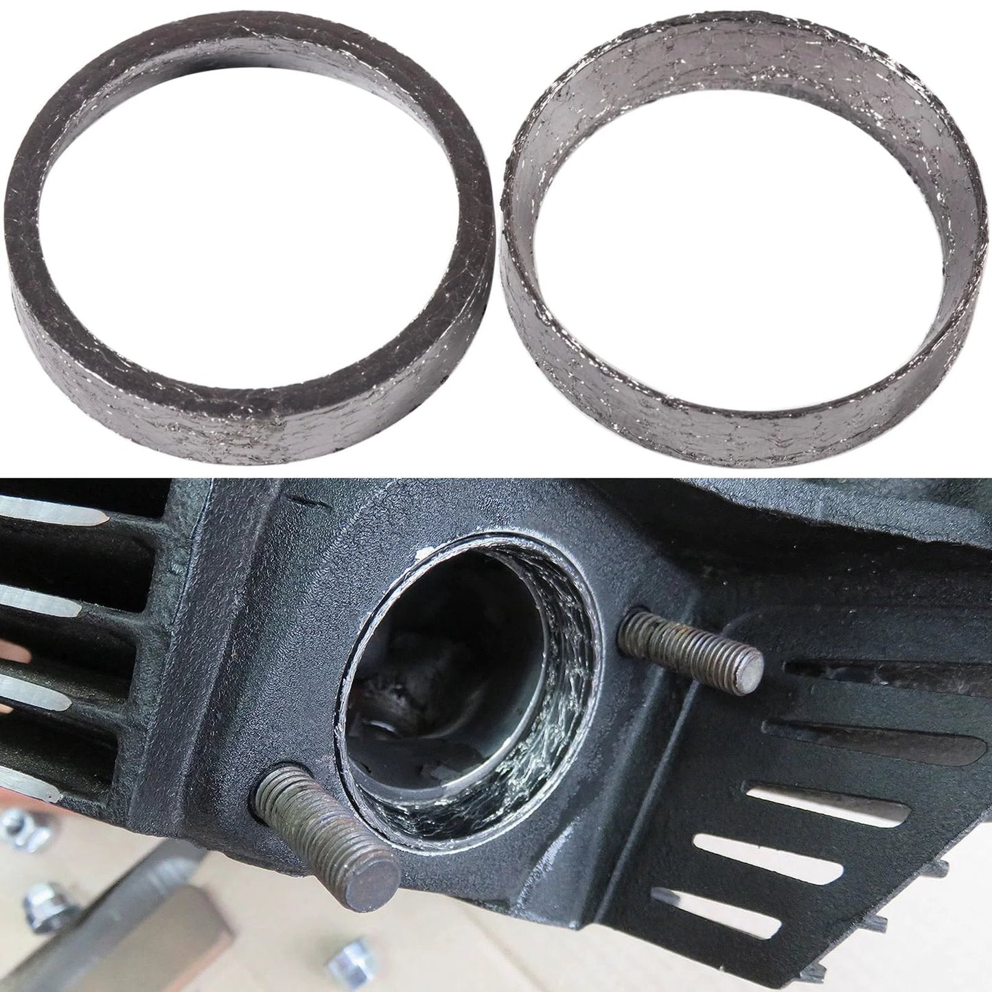Graphite And Steel Mesh Exhaust Gasket Sheets 48mm Inner Diameter 2 Pcs For Harley Davidson Sportster Dyna Softail Touring Evo 1984 Onward