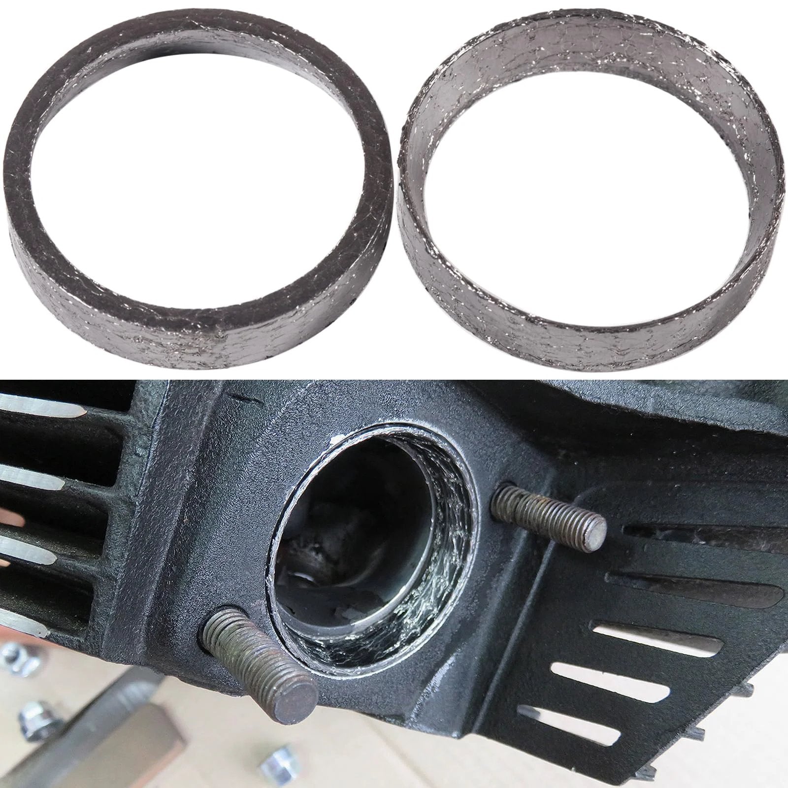 Graphite And Steel Mesh Exhaust Gasket Sheets 48mm Inner Diameter 2 Pcs For Harley Davidson Sportster Dyna Softail Touring Evo 1984 Onward