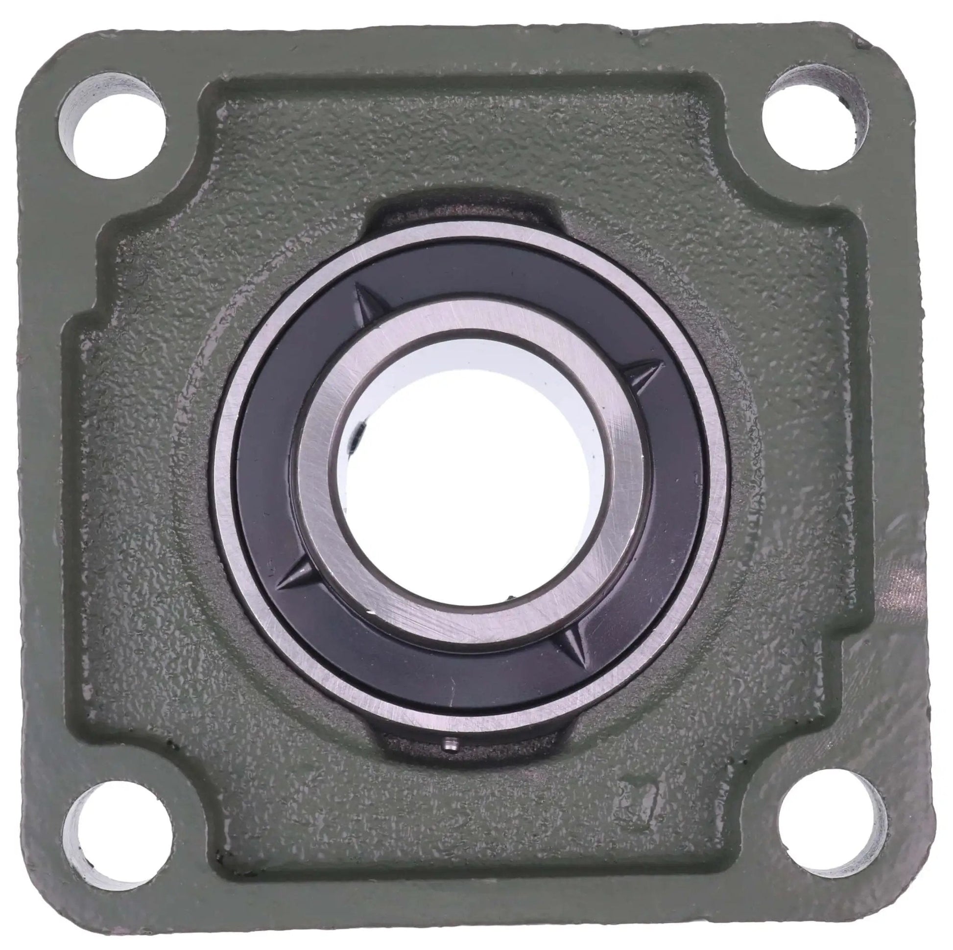 1-3/8 Inch Four Bolt Flange Bearing With Set Screws UCF207-22 front view showing bolt holes and bearing housing