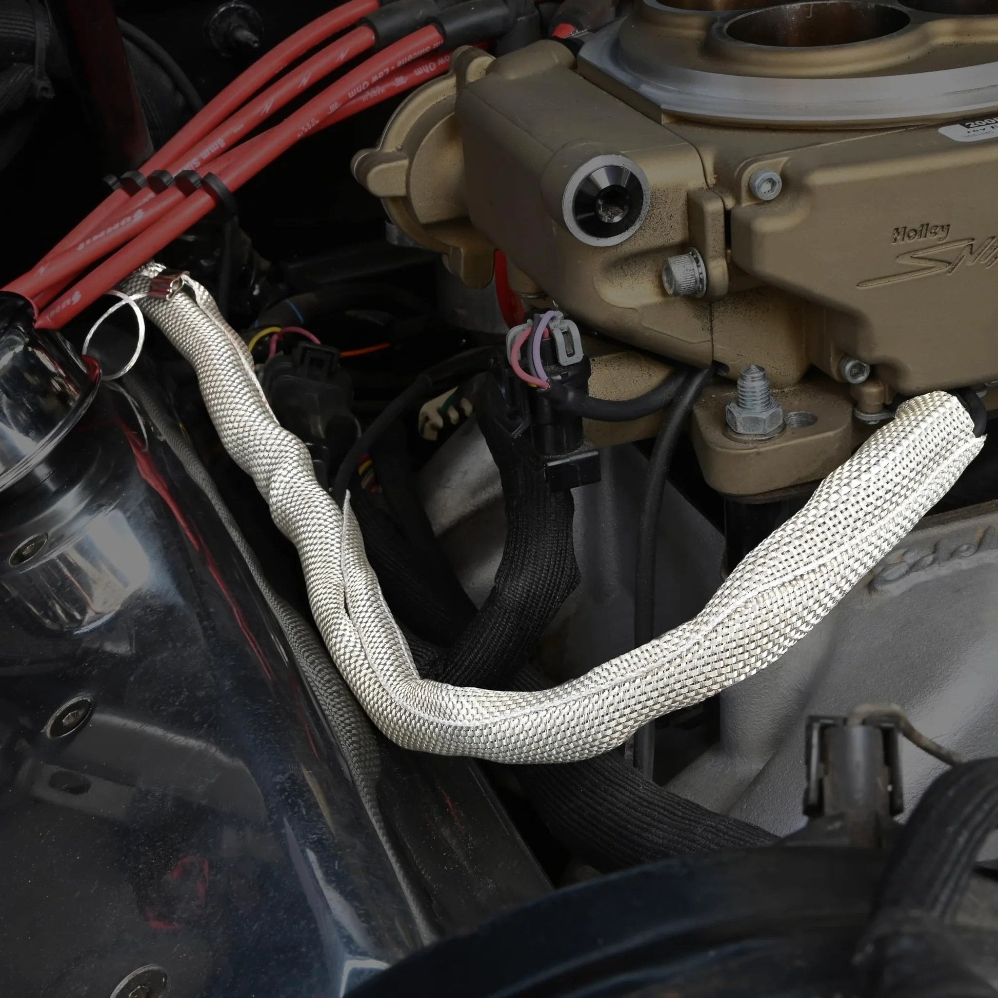 RFI Shield Split Sleeve Half Inch By Thirty Six Feet With Tinned Copper Shielding And A Seventeen Point Five Inch Grounding Strap on engine wiring