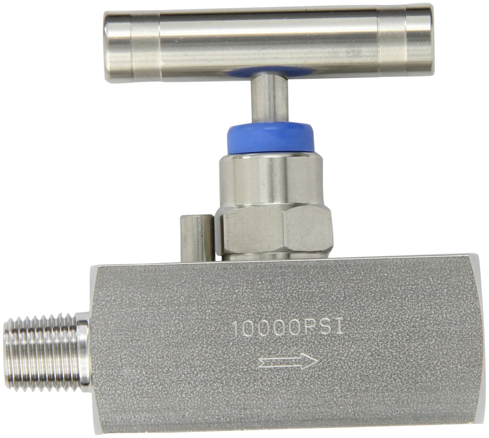 Pro Grade 316 Stainless Steel Needle Valve With Hydraulic Service Seat For Heavy Duty Process Lines, Straight Pattern, Hard Seat 10000 PSI, Quarter Inch NPT Inlet To Outlet, Model NVSS Quarter Inch HS 180 MXF By PIC Gauge