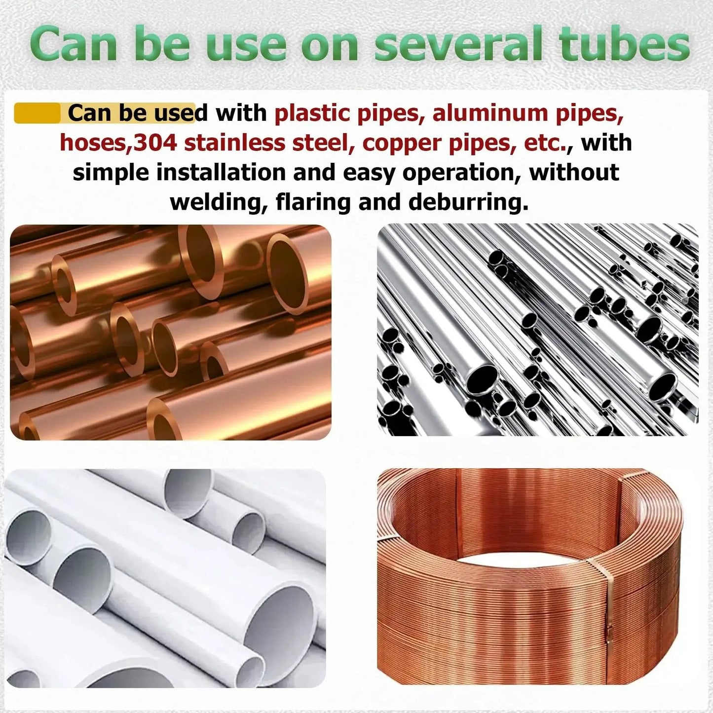 Brass Compression Fittings Kit 230 Pieces With Sleeves Ferrules And Inserts in image showing compatibility with various tubes for automotive projects.