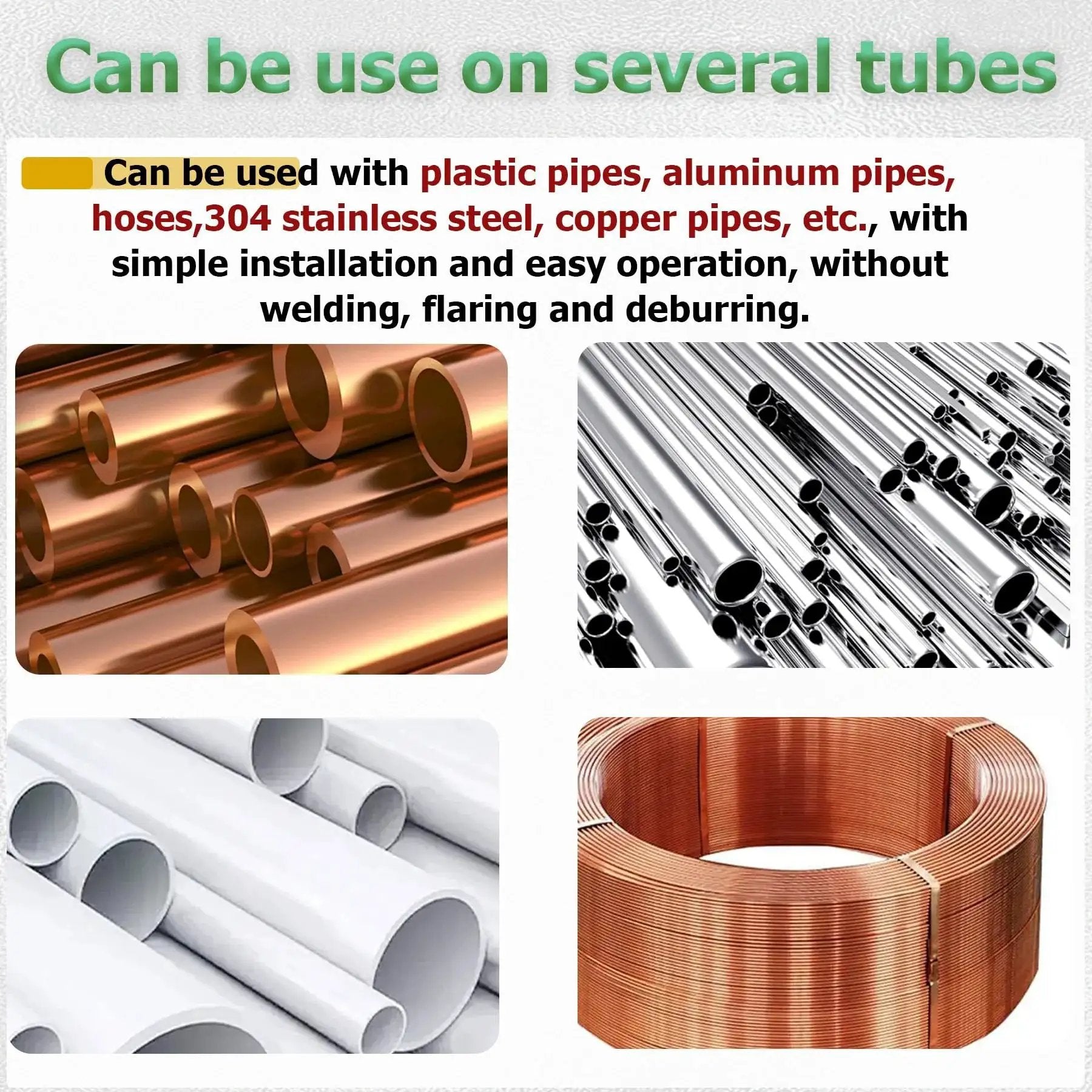 Brass Compression Fittings Kit 230 Pieces With Sleeves Ferrules And Inserts in image showing compatibility with various tubes for automotive projects.