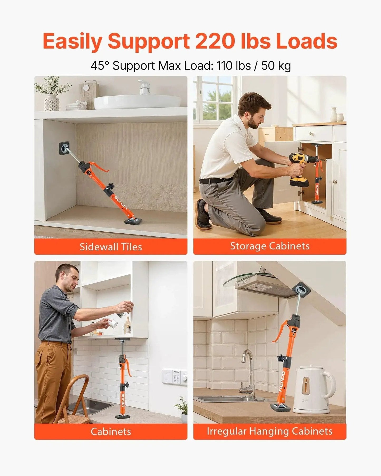 Telescoping Cabinet Jack Support Pole 2-Pack, 15.75-23.6 Inches 220 Lb Capacity used in cabinets and shelves
