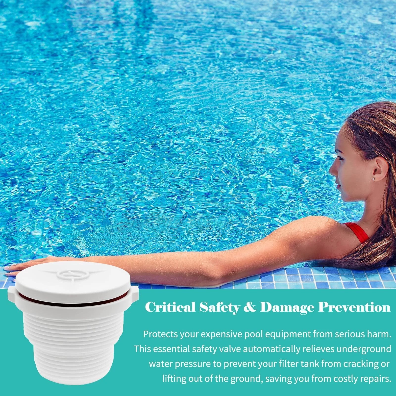 Spring Loaded Hydrostatic Relief Valve SP1056 Compatible With Hayward for Pool and Spa Systems shown near a pool edge