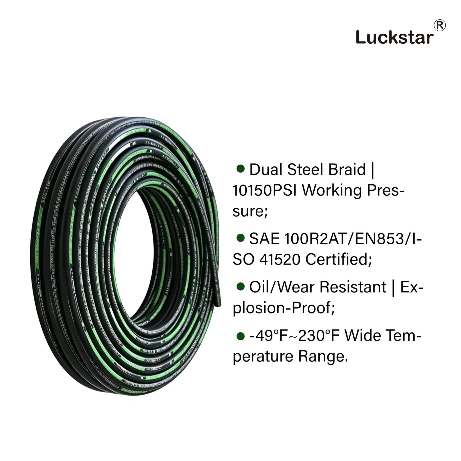 All In One 10ft 1/4 Inch Hydraulic Hose Kit EN853 SAE 100R2AT -70MPa 10150 PSI coiled steel braided hose with specifications