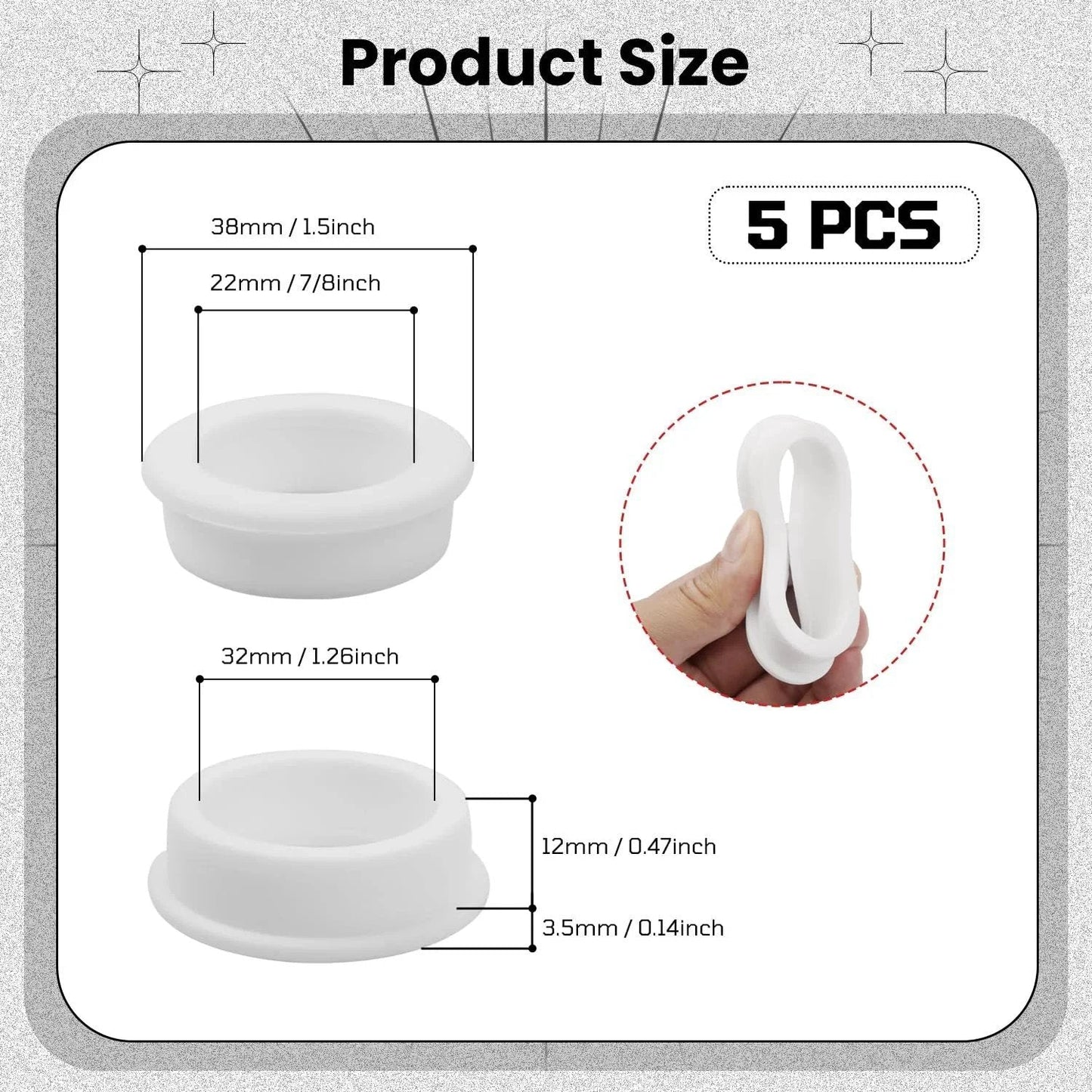 5 Pack White Silicone Top Hat Grommets For Automotive Firewall And Wiring Protection Drill Hole 32 Millimeter Inner Diameter