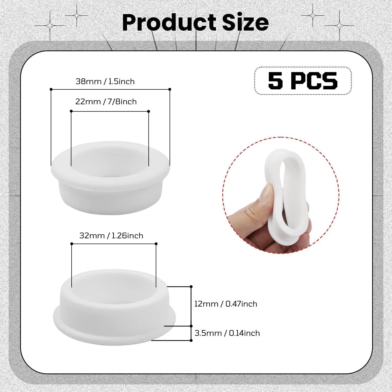 5 Pack White Silicone Top Hat Grommets For Automotive Firewall And Wiring Protection Drill Hole 32 Millimeter Inner Diameter