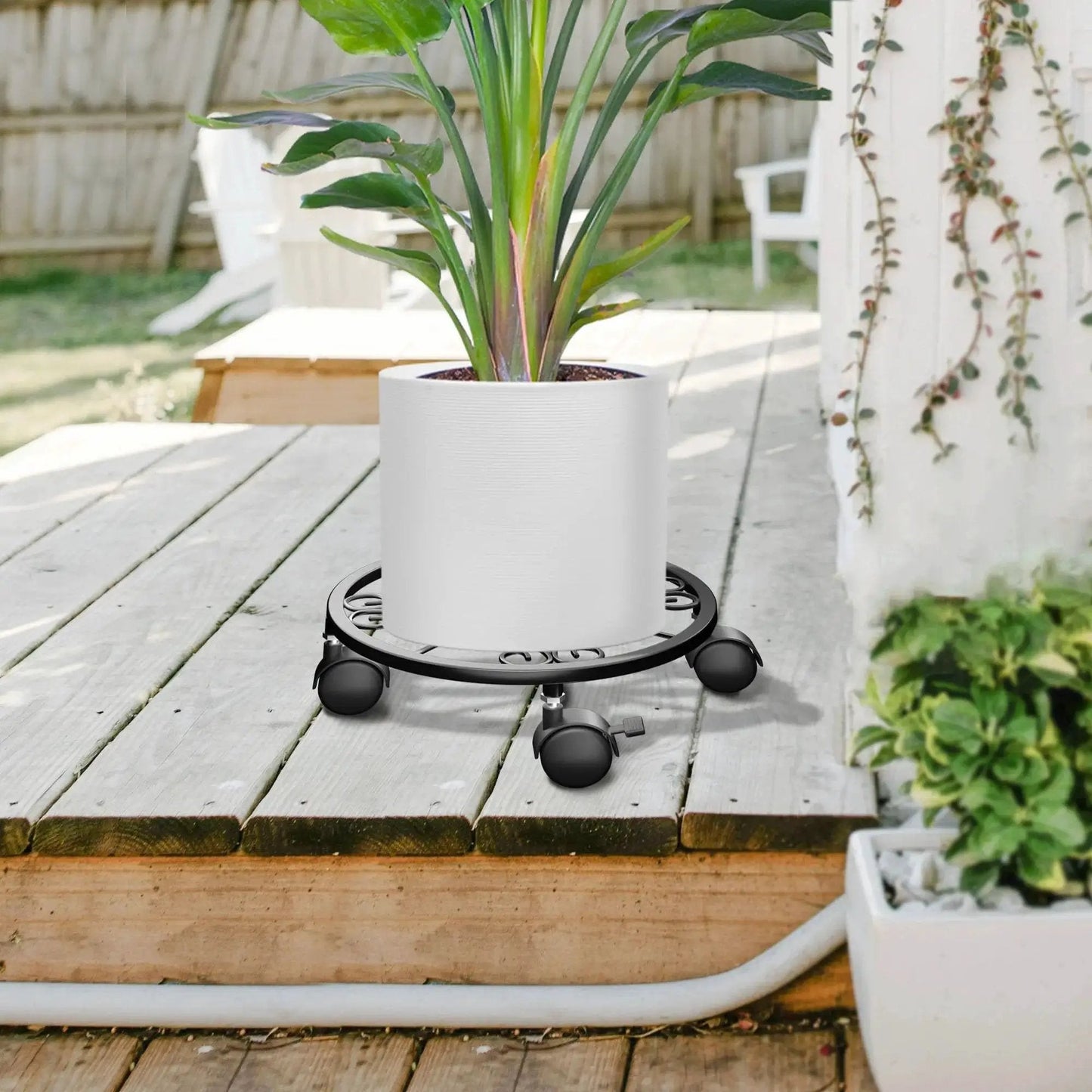 10.24 Inch Plant Caddy With Wheels For Indoor And Outdoor Use, 360 Degree Lockable Casters, Durable Plant Dolly With Tray