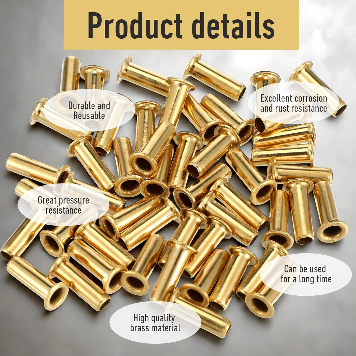 Gold Tone Brass Compression Fittings Set For Tubing One Quarter Inch ID And Four Millimeter OD With Brass Inserts shown.