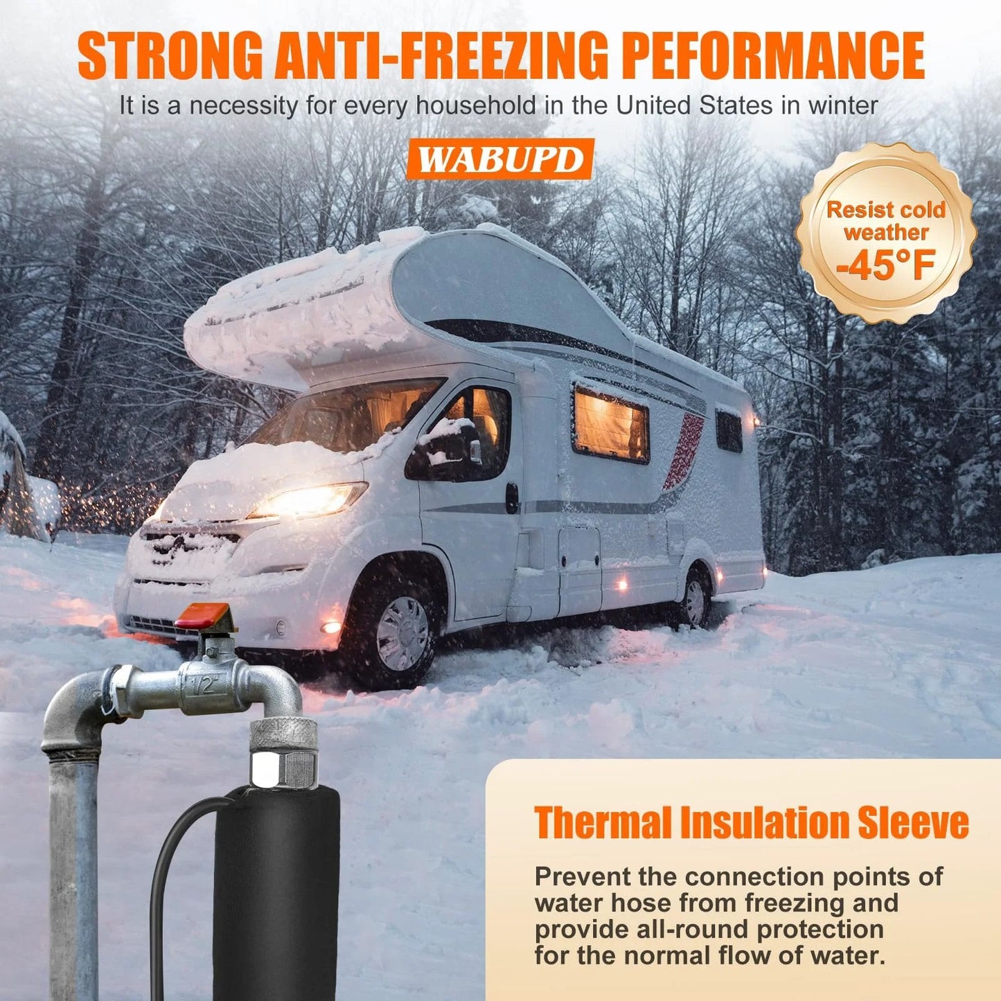 Heavy Duty 25 Foot Heated Water Hose For RVs And Campers With Anti Freezing Down To Minus 47F Fast Heating Rugged Durability