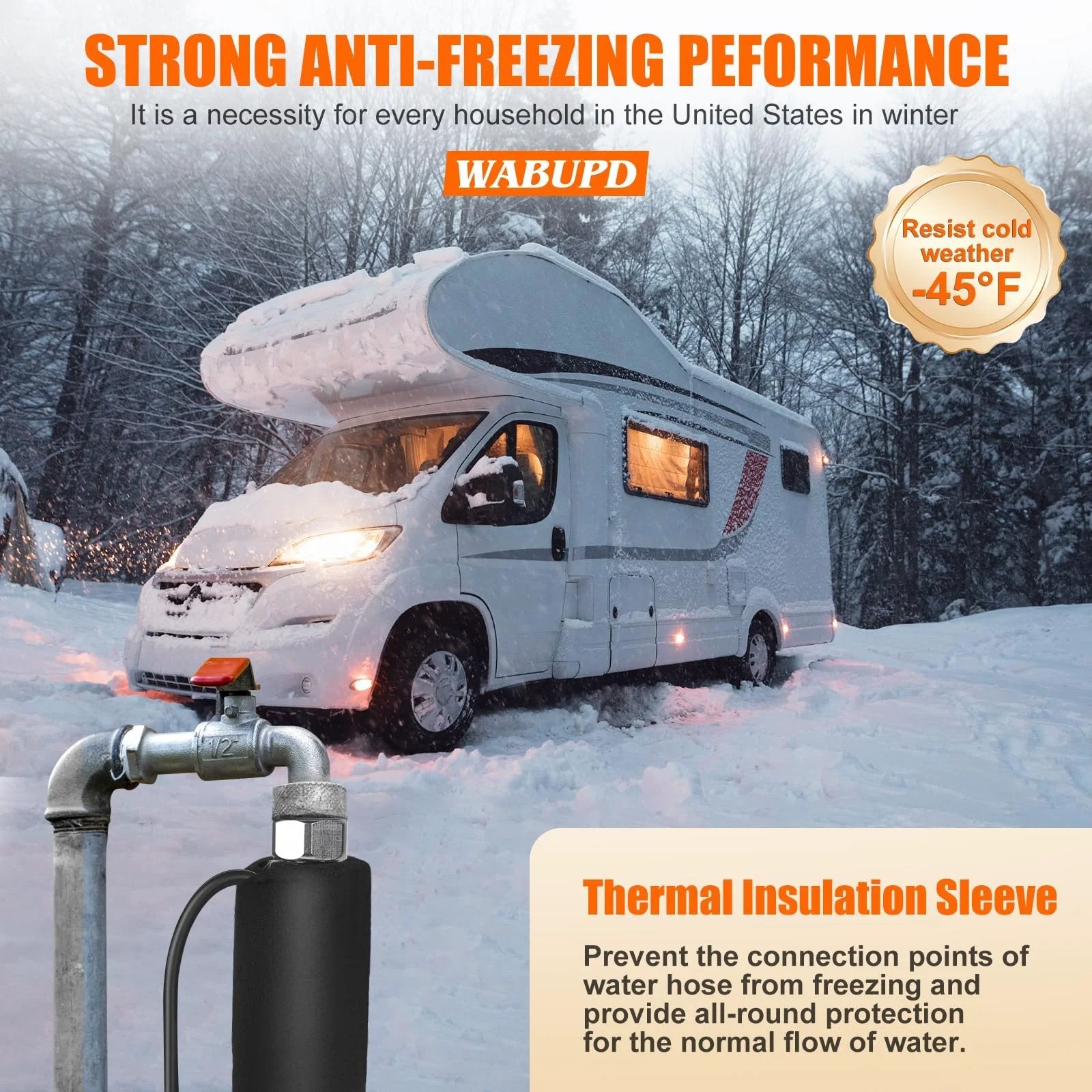 Heavy Duty 25 Foot Heated Water Hose For RVs And Campers With Anti Freezing Down To Minus 47F Fast Heating Rugged Durability