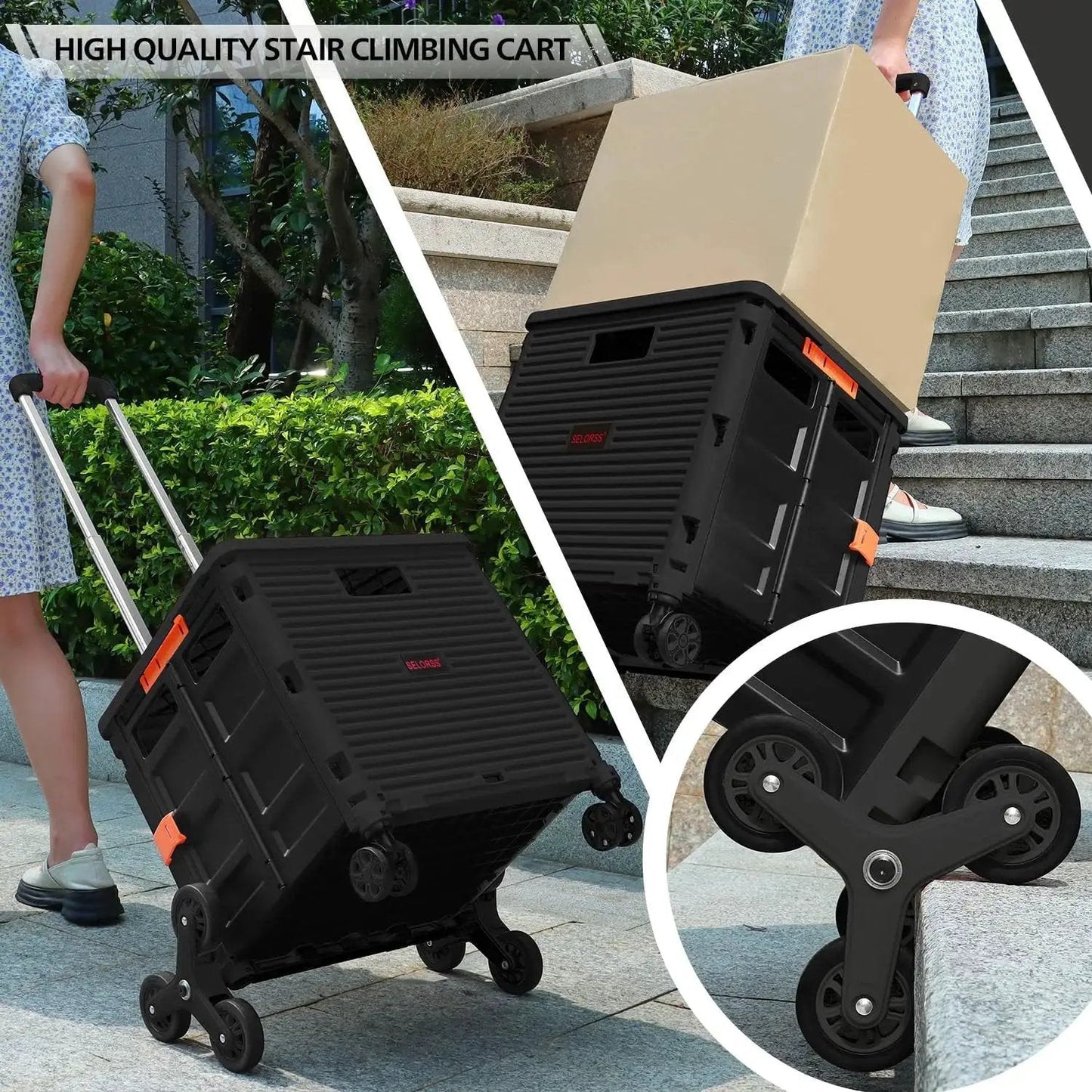 Two Pack Triangle Stair Climbing Wheels For Shopping Cart And Laundry Trolley Replacement Compatible With BY06C BY10C Foldable Carts