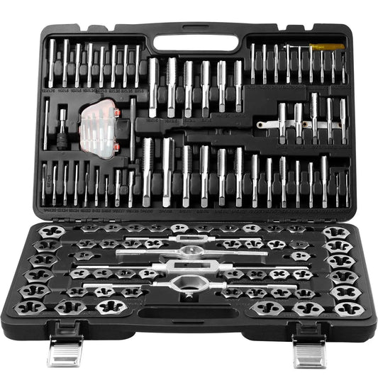 116 Piece Tap And Die Set For Metric And SAE Threads With Hardened Bearing Steel Taps And Dies Includes Full Accessories And Storage Case