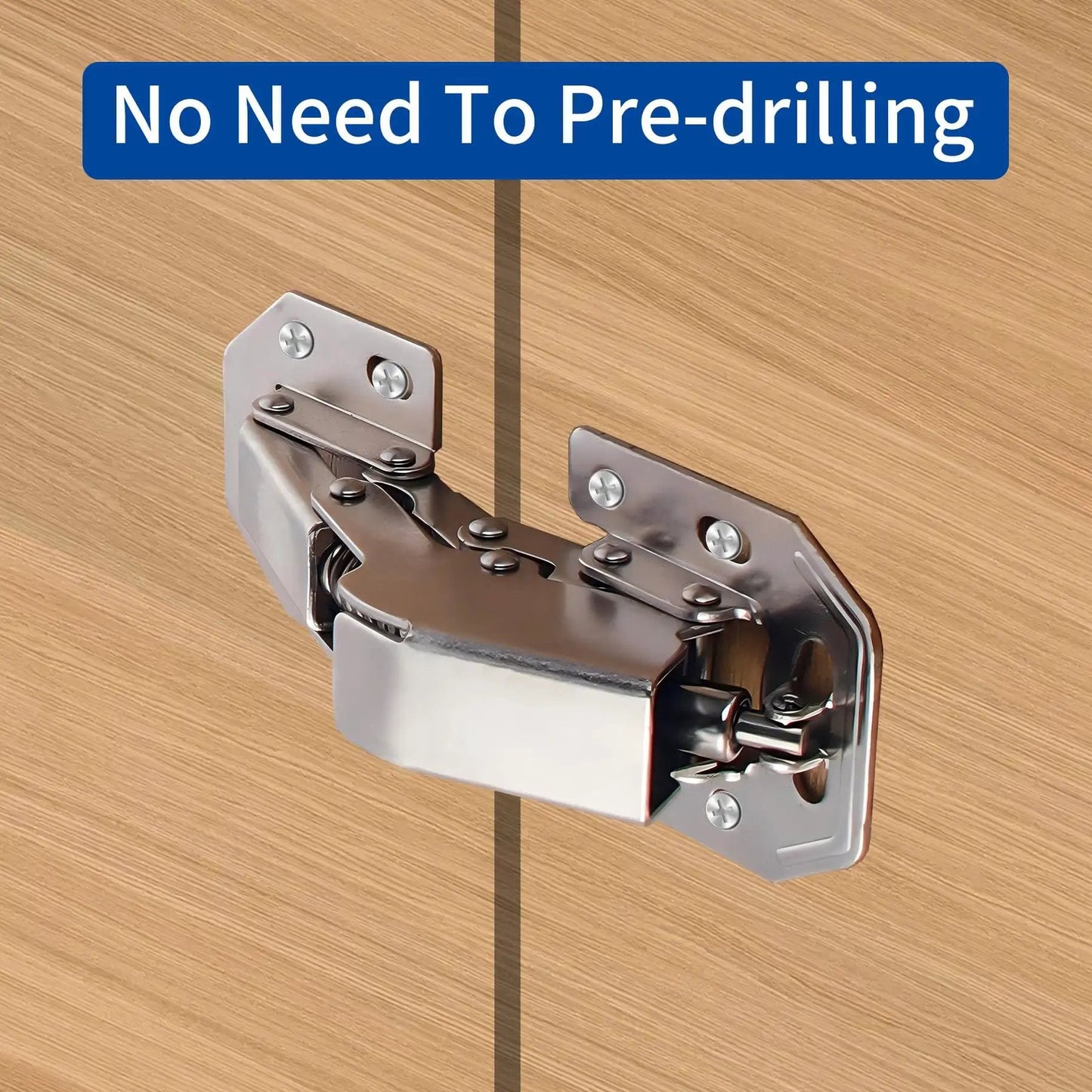 Hidden Soft Close Surface Mount 90 Degree Spring Hinges For Frameless Cabinets installed on wood cabinet, no drill