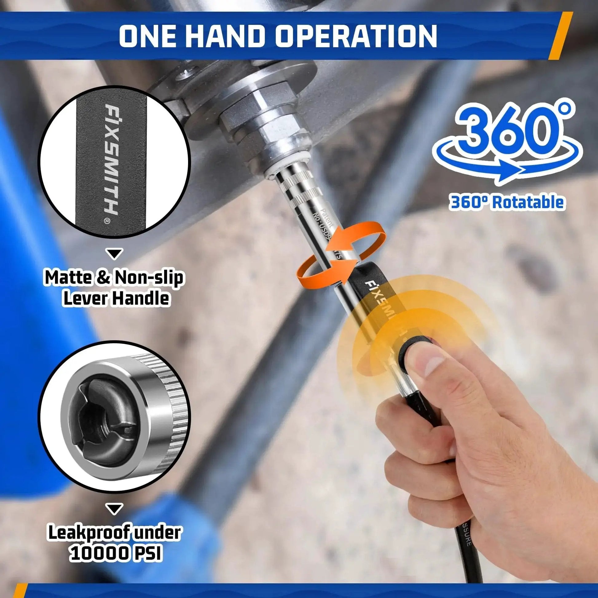 Heavy Duty Grease Gun Coupler With Quick Release Locking For Secure Zerk Fittings, 10000 PSI High Pressure, in use on machinery