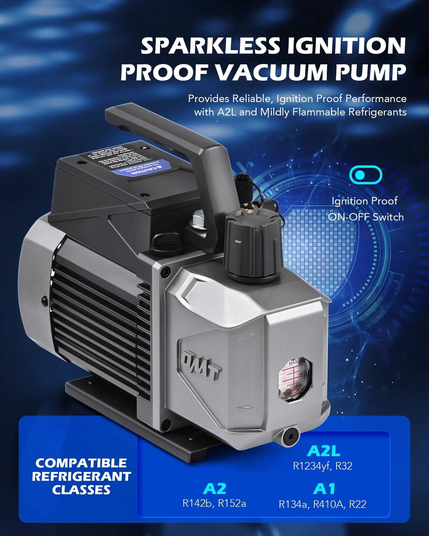 Must Have All In One AC Vacuum Pump And Gauge Kit For R1234yf R32 R134a R410A Systems With 3.5 Cfm Sparkless Ignition Proof Pump