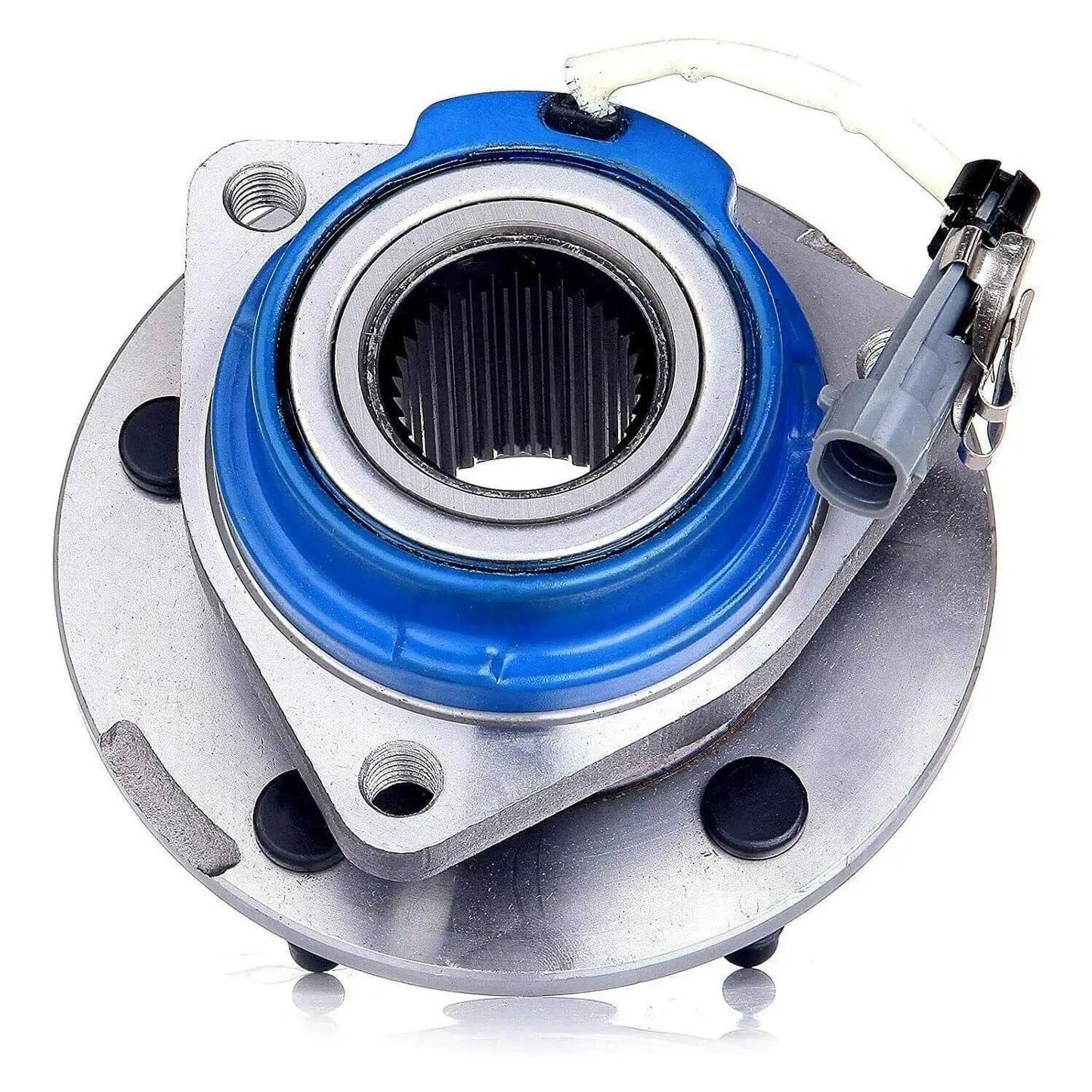Close-up of Front Wheel Hub Bearing Assembly Pair with ABS Sensor for 2000-2013 Chevy Impala Monte Carlo Century DeVille Grand Prix 2WD