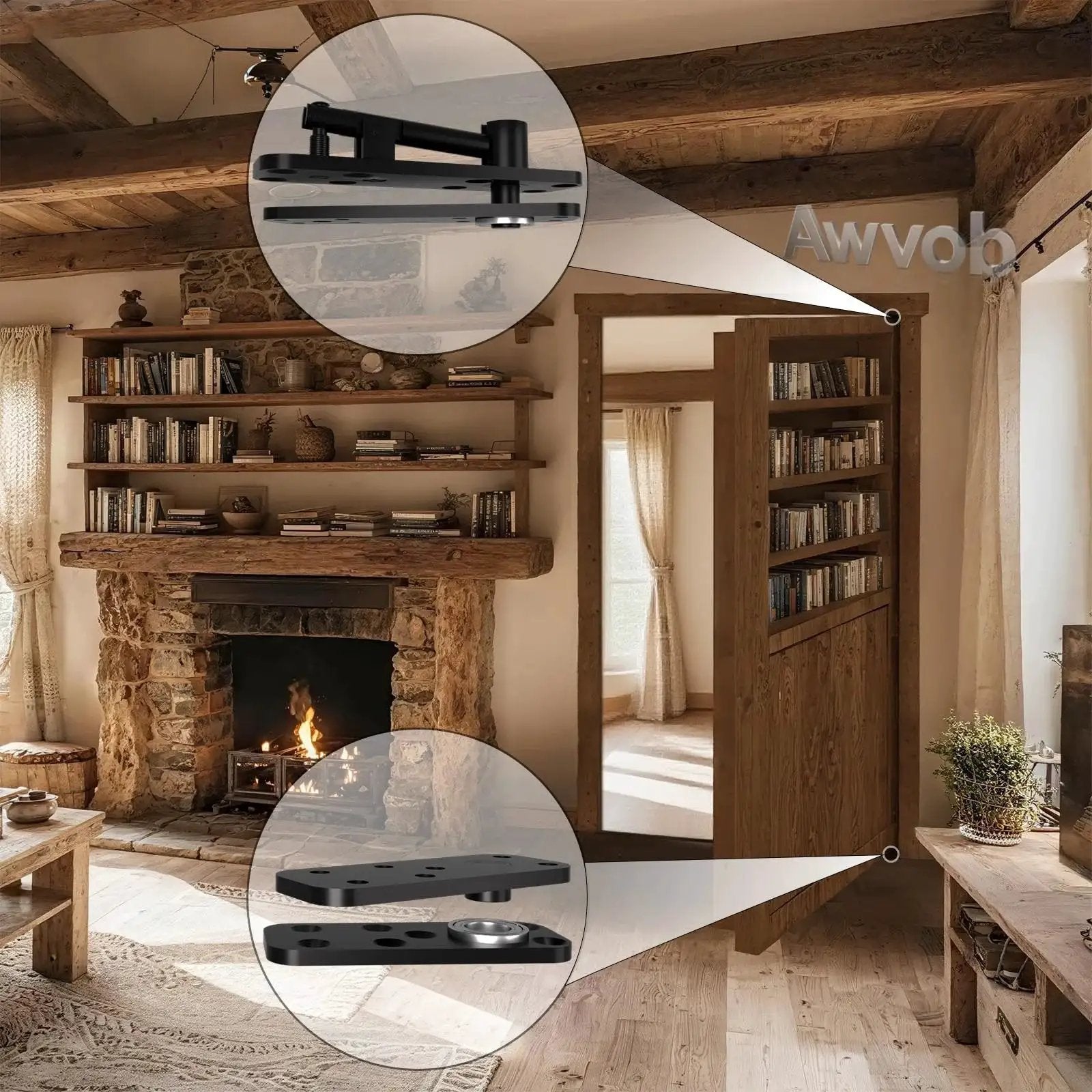 Hidden Door Hinge With Dual Bearing Design For Secret Doors Murphy Door Bookcase Installations Rotating Silent Hinge Kit