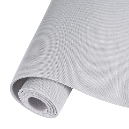 Mesh Headliner Fabric With Foam Backing For All Vehicles 60x40 In Light Grey, rolled view, showing breathable mesh and foam backing