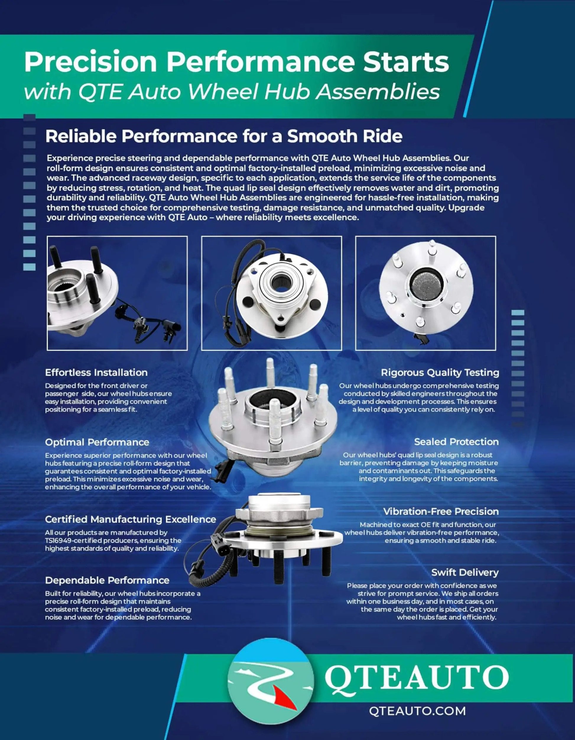 Single front wheel hub assembly replacement fit Grand Prix 1997-2008, Aztek 2001-2005 (FWD/AWD), Bonneville 2000-2002 details chart