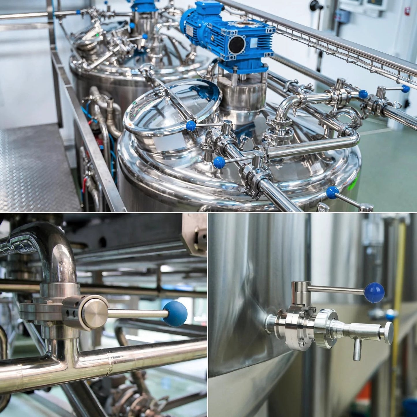 Sanitary 1.5 Inch Butterfly Valve With Pull Handle Tri Clamp Pro Grade Stainless Steel 304 installed on piping system