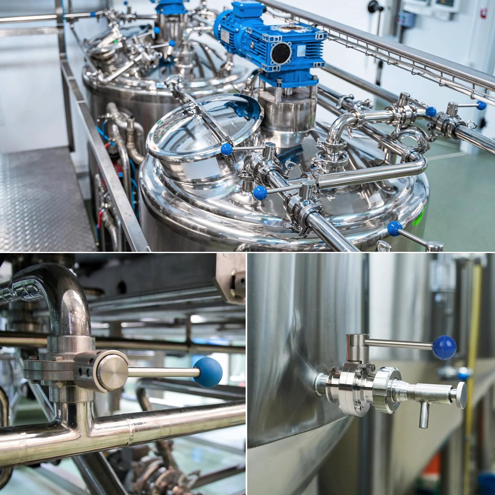 Sanitary 1.5 Inch Butterfly Valve With Pull Handle Tri Clamp Pro Grade Stainless Steel 304 installed on piping system