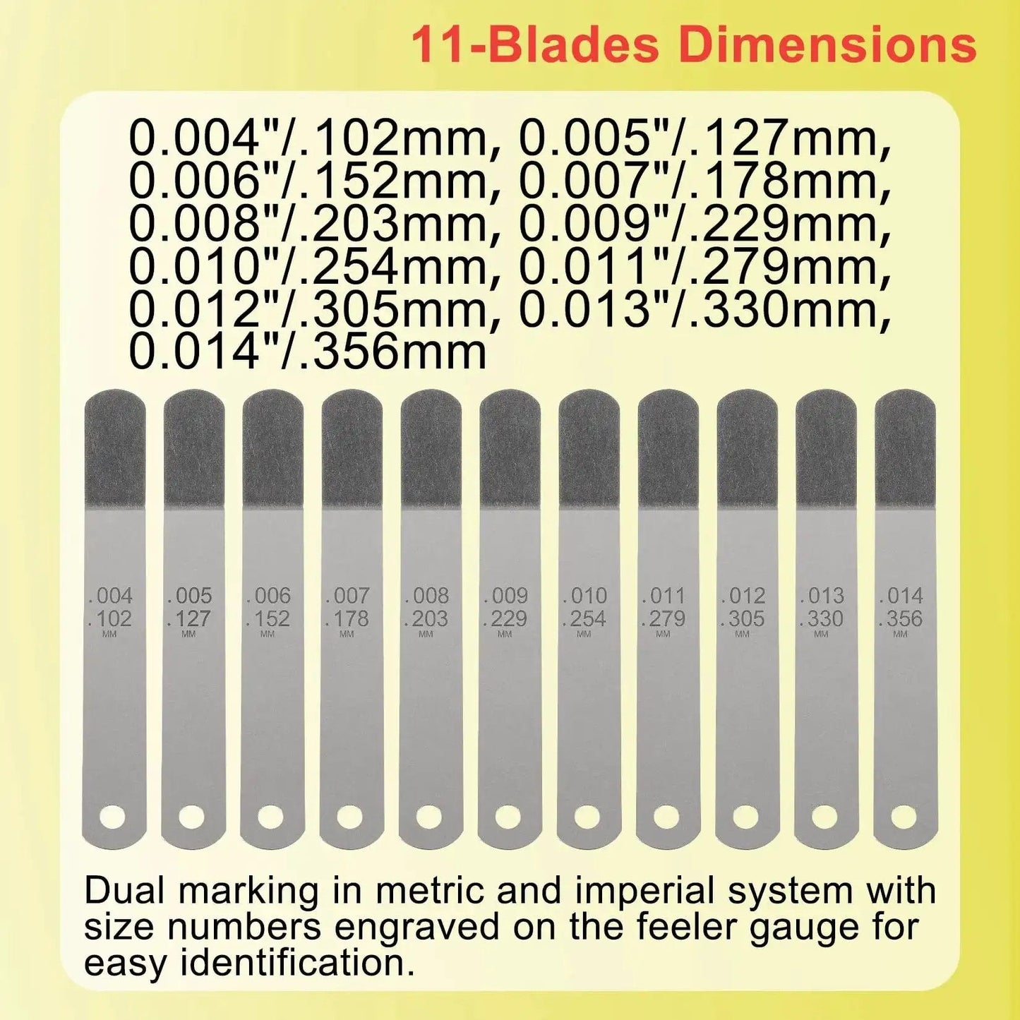 Offset Valve Tappet Gauge Set Featuring Two Handles And 11 Blade Sizes For Precise Valve Lash Adjustment 0.004 To 0.014 Inch