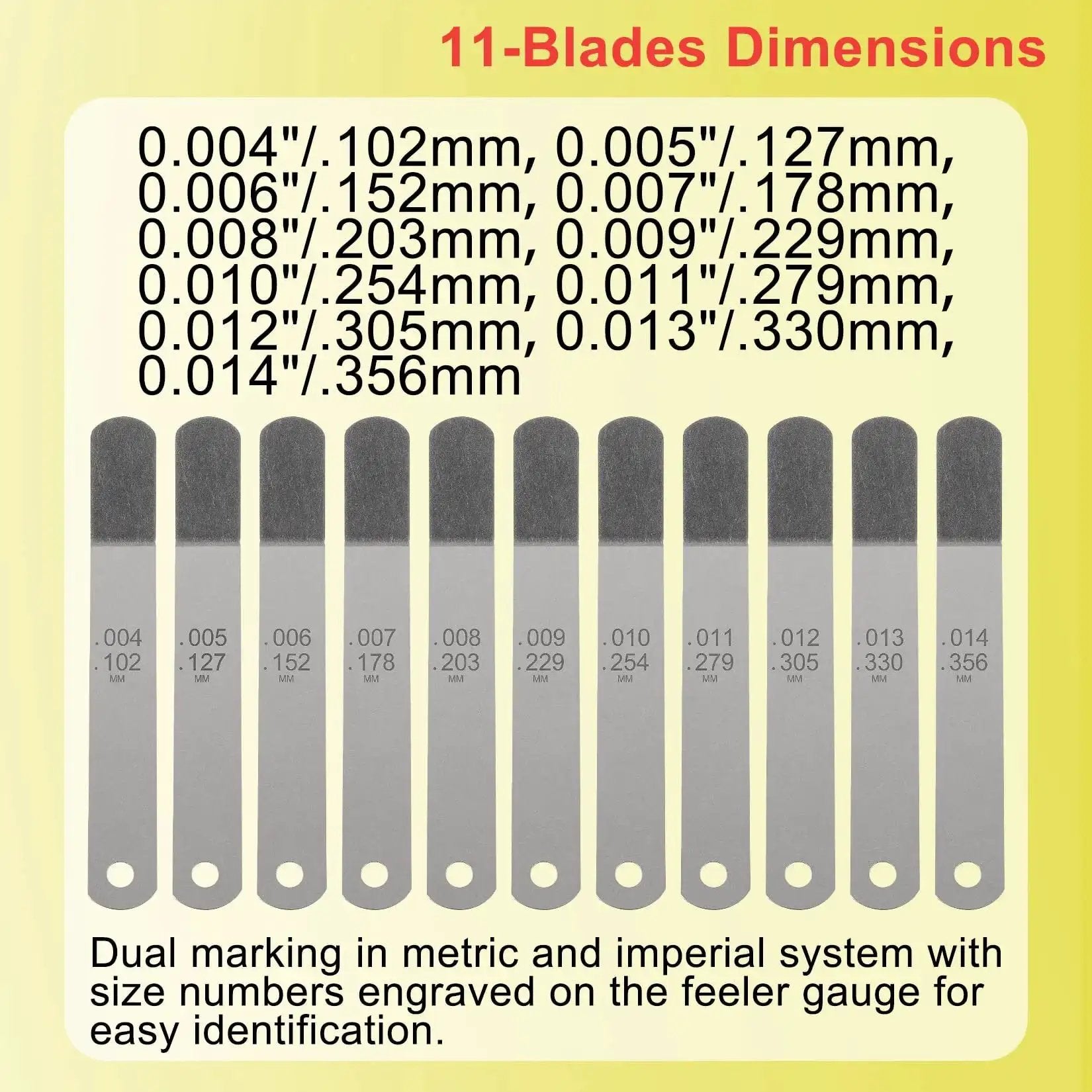 Offset Valve Tappet Gauge Set Featuring Two Handles And 11 Blade Sizes For Precise Valve Lash Adjustment 0.004 To 0.014 Inch