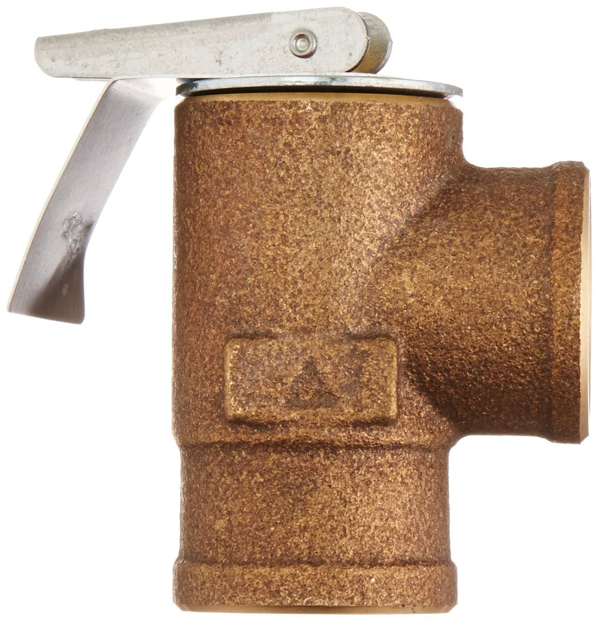 Side view of Bronze Boiler Pressure Relief Valve 3/4 Inch Female Inlet 30 PSI For Safety And Overheat Protection, Heavy Duty Design