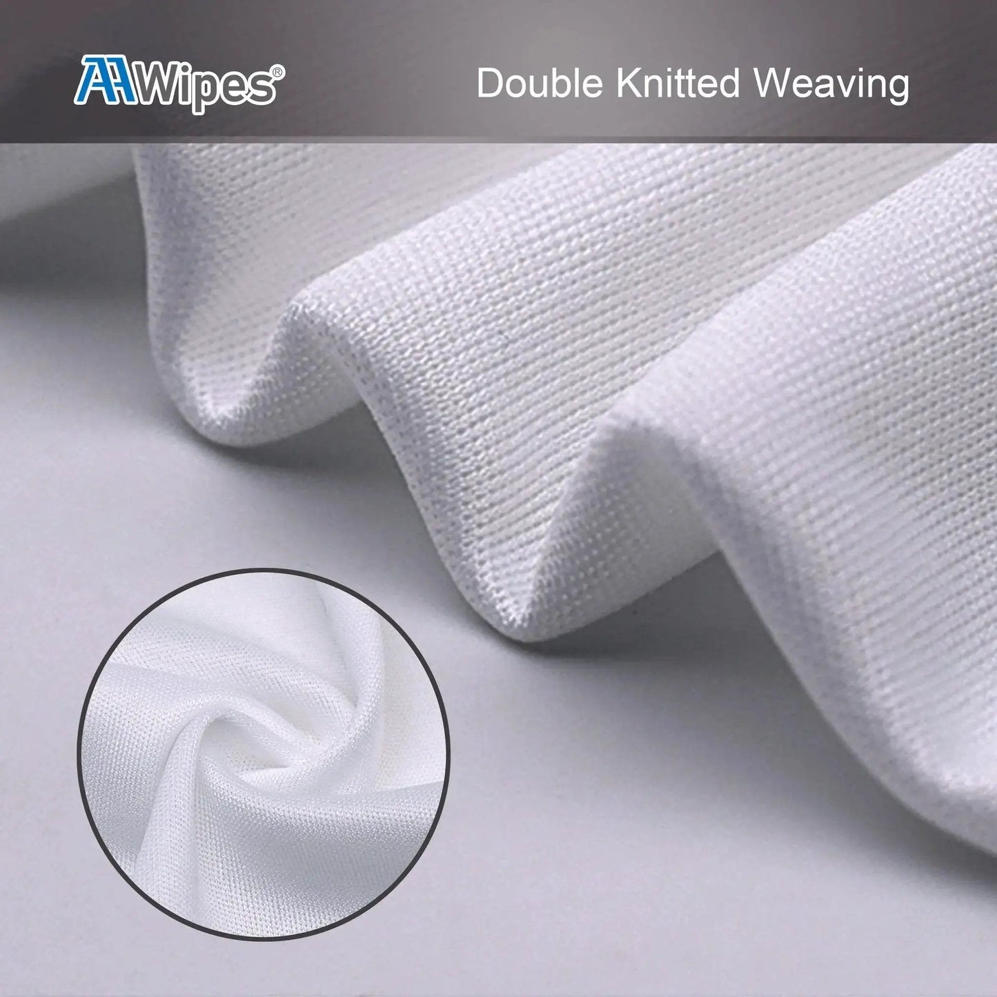 Ultra Soft Cleanroom Cloth Wipes 6x6 Inch 150 Count Polyester Microfiber fabric close-up showing double knitted weave