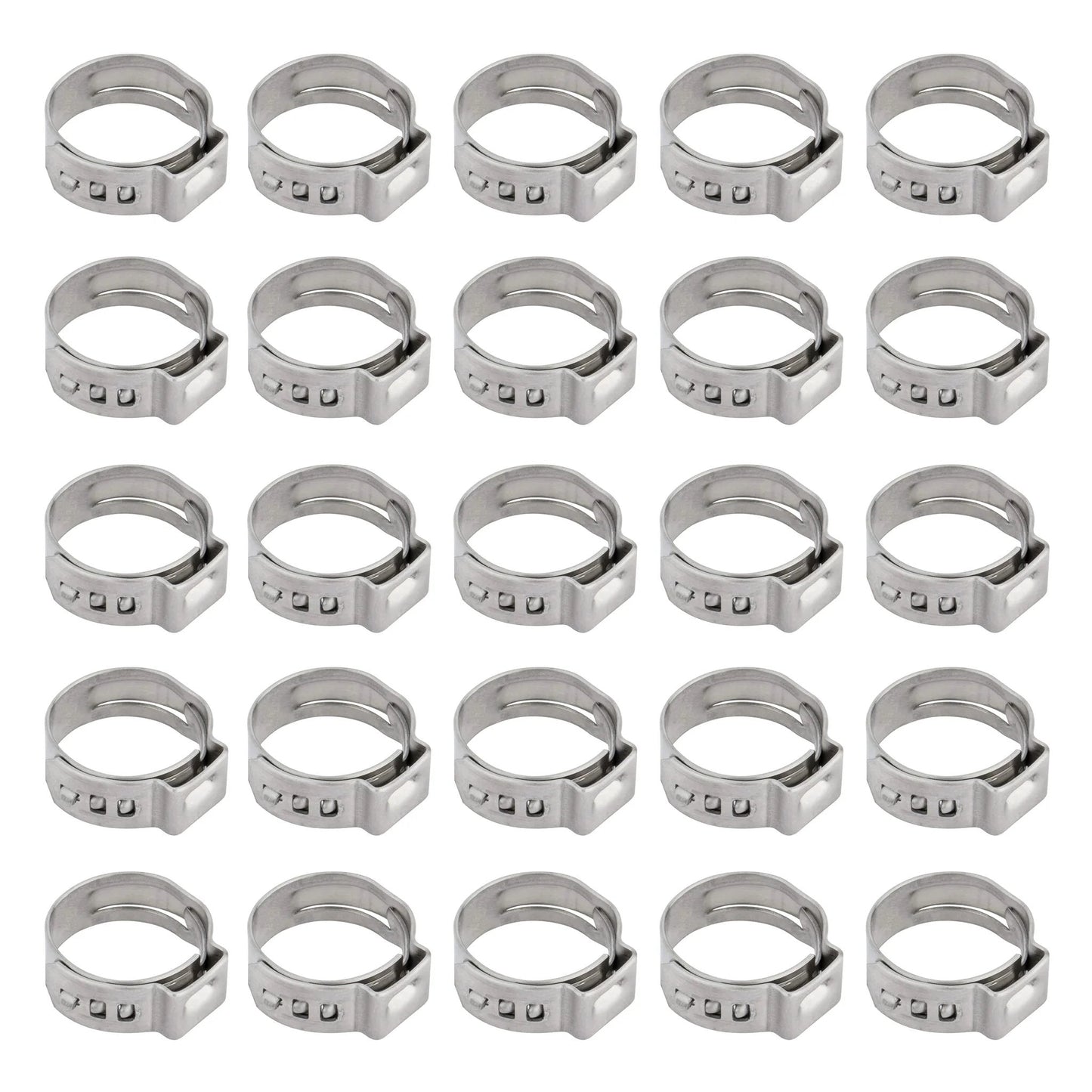 25 Pack 304 Stainless Steel Single Ear Hose Clamps Stepless 10.3-12.8mm Fit Corrosion Resistant No Protrusion Inner Heavy Duty Quick Clamp Kit For Automotive Marine By ISPINNER visible in rows