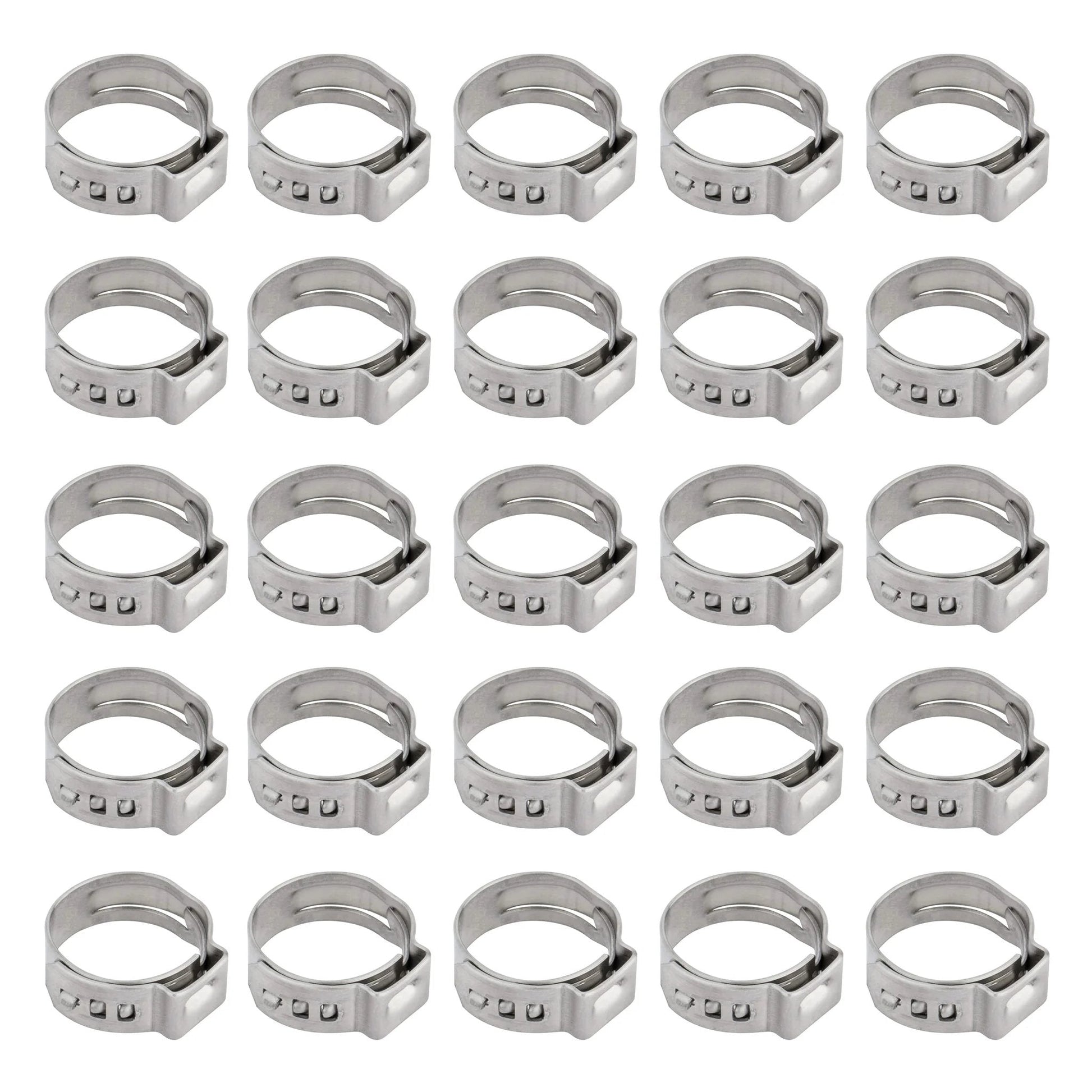 25 Pack 304 Stainless Steel Single Ear Hose Clamps Stepless 10.3-12.8mm Fit Corrosion Resistant No Protrusion Inner Heavy Duty Quick Clamp Kit For Automotive Marine By ISPINNER visible in rows