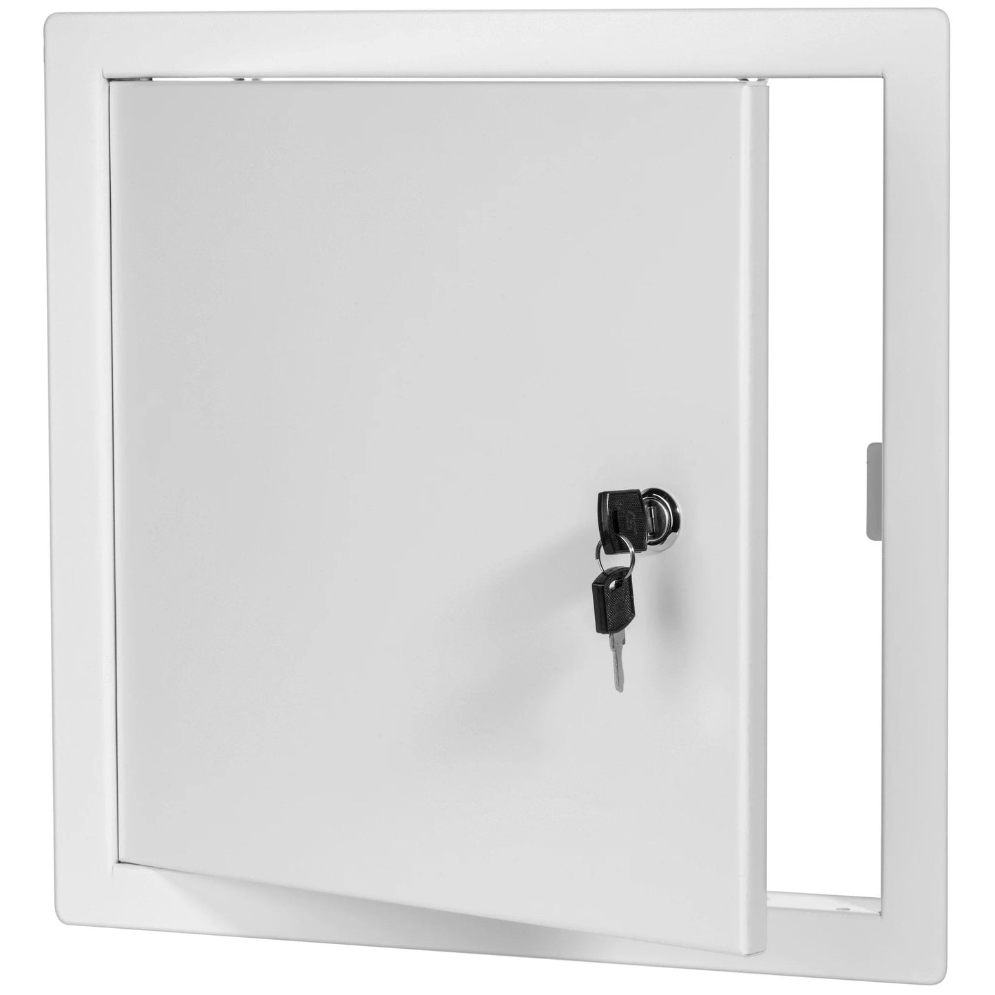 8 x 8 Flush Universal Steel Access Door For Drywall Plaster And Tile White Finish With Keyed Cylinder Latch Fits Rough Opening