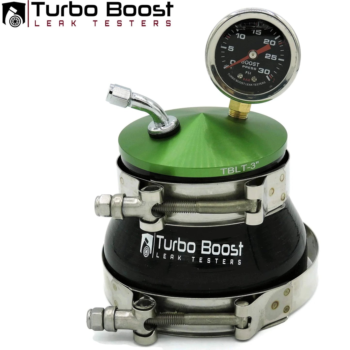 Turbo Boost Leak Tester Kit Universal Intake Pipe Pressure Test For 2 To 4 Inch Tubes with gauge and clamps visible